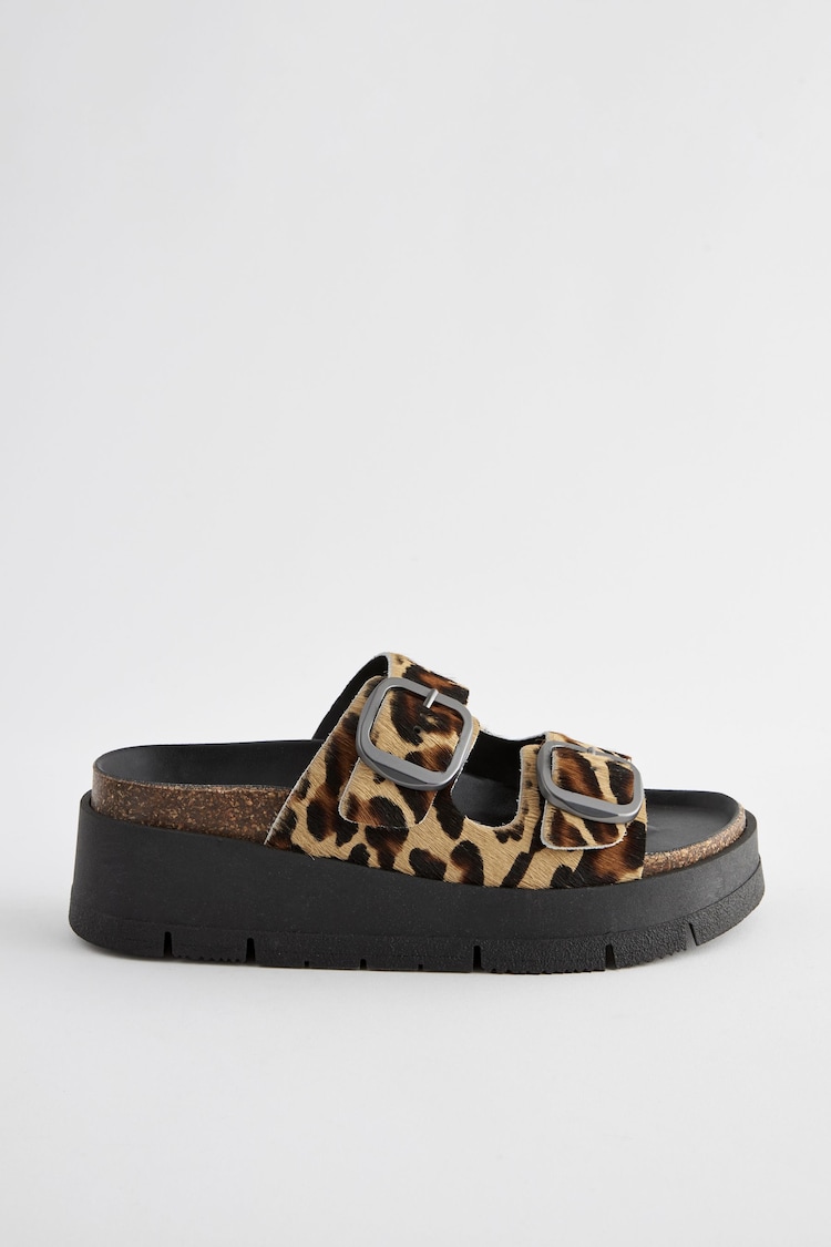 Animal Forever Comfort® Leather Double Buckle Flatform Sandals - Image 5 of 8