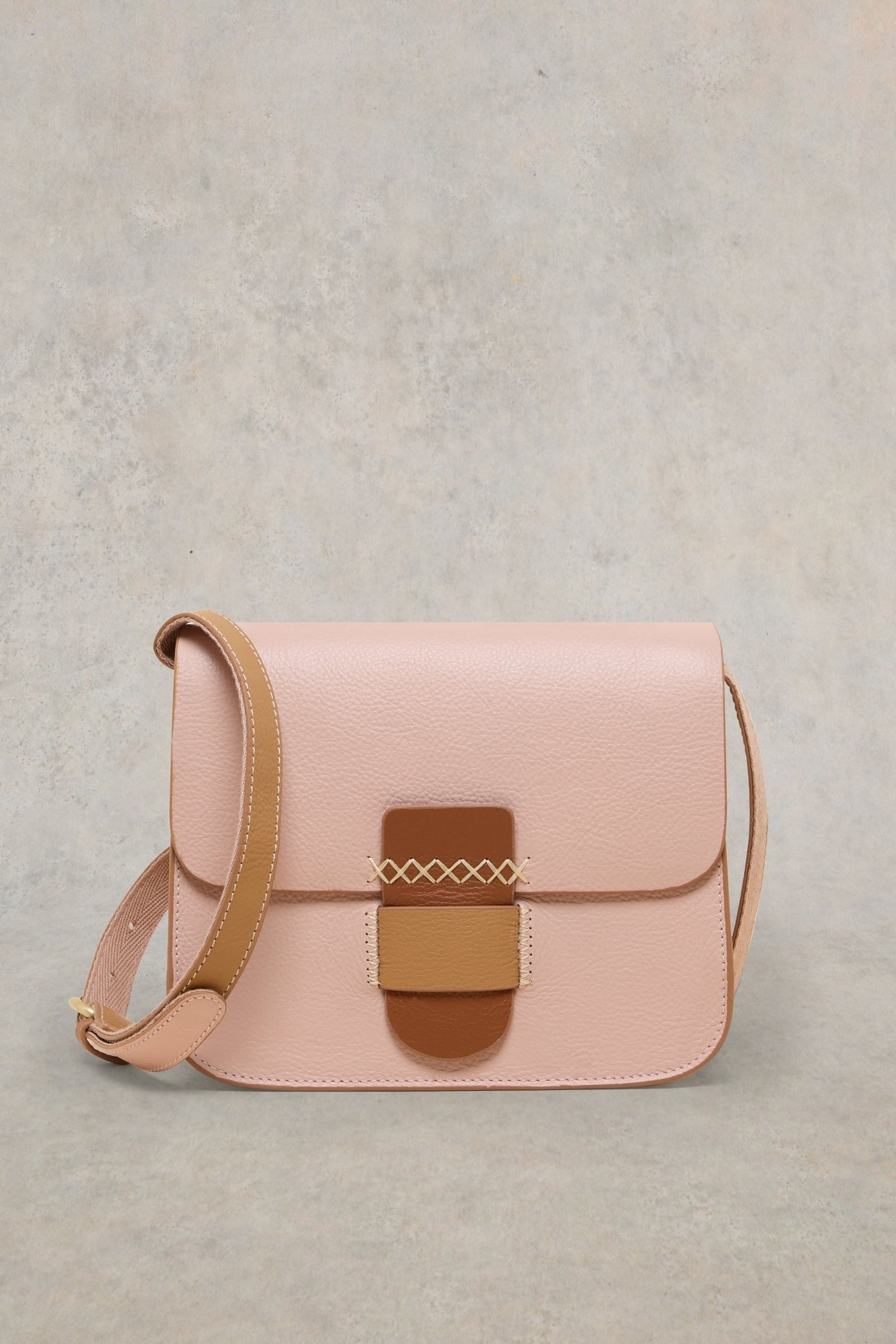 White Stuff Pink Evie Leather Satchel Bag - Image 1 of 4