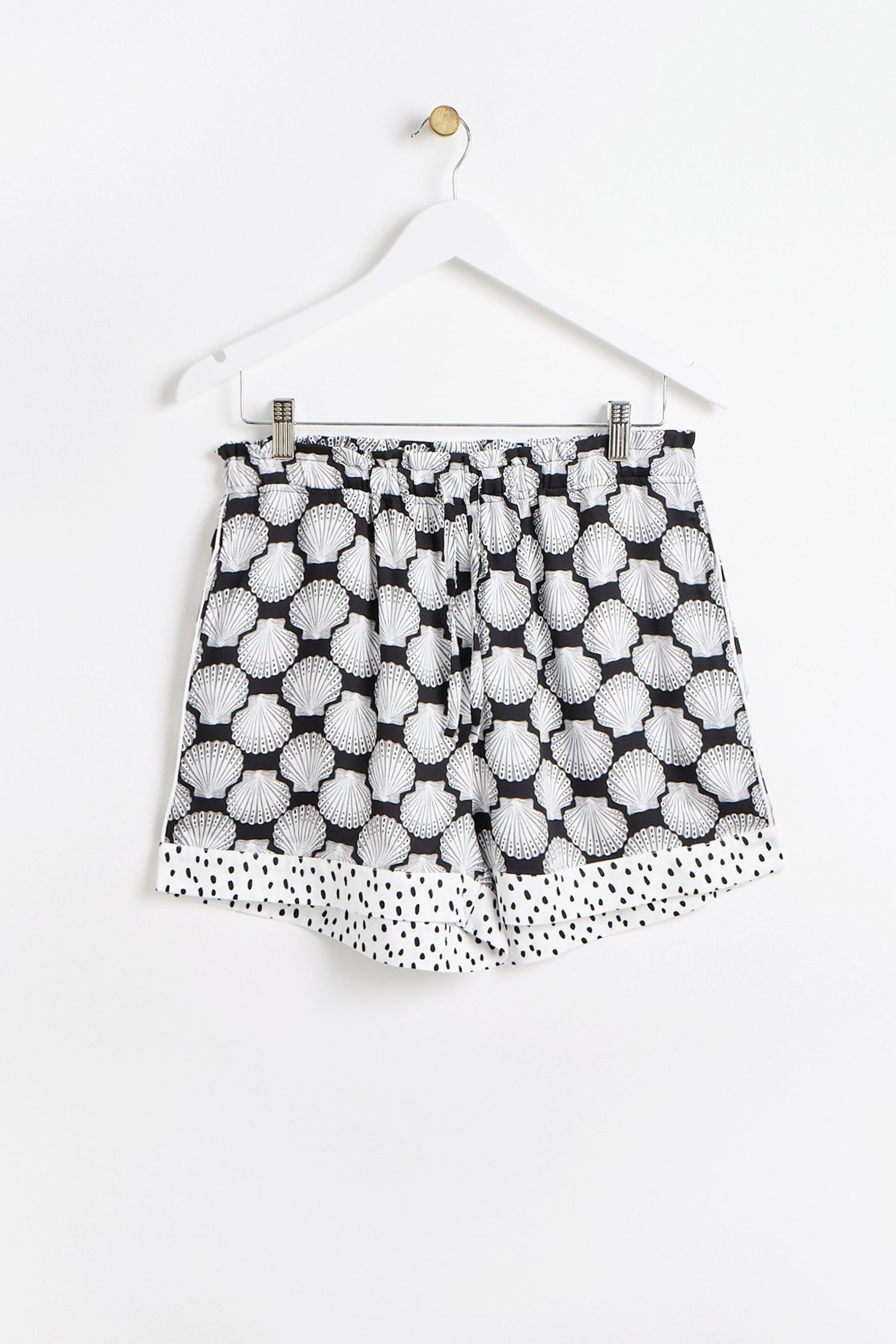 Oliver Bonas Black Shells Top and Shorts Pyjamas Set - Image 5 of 8