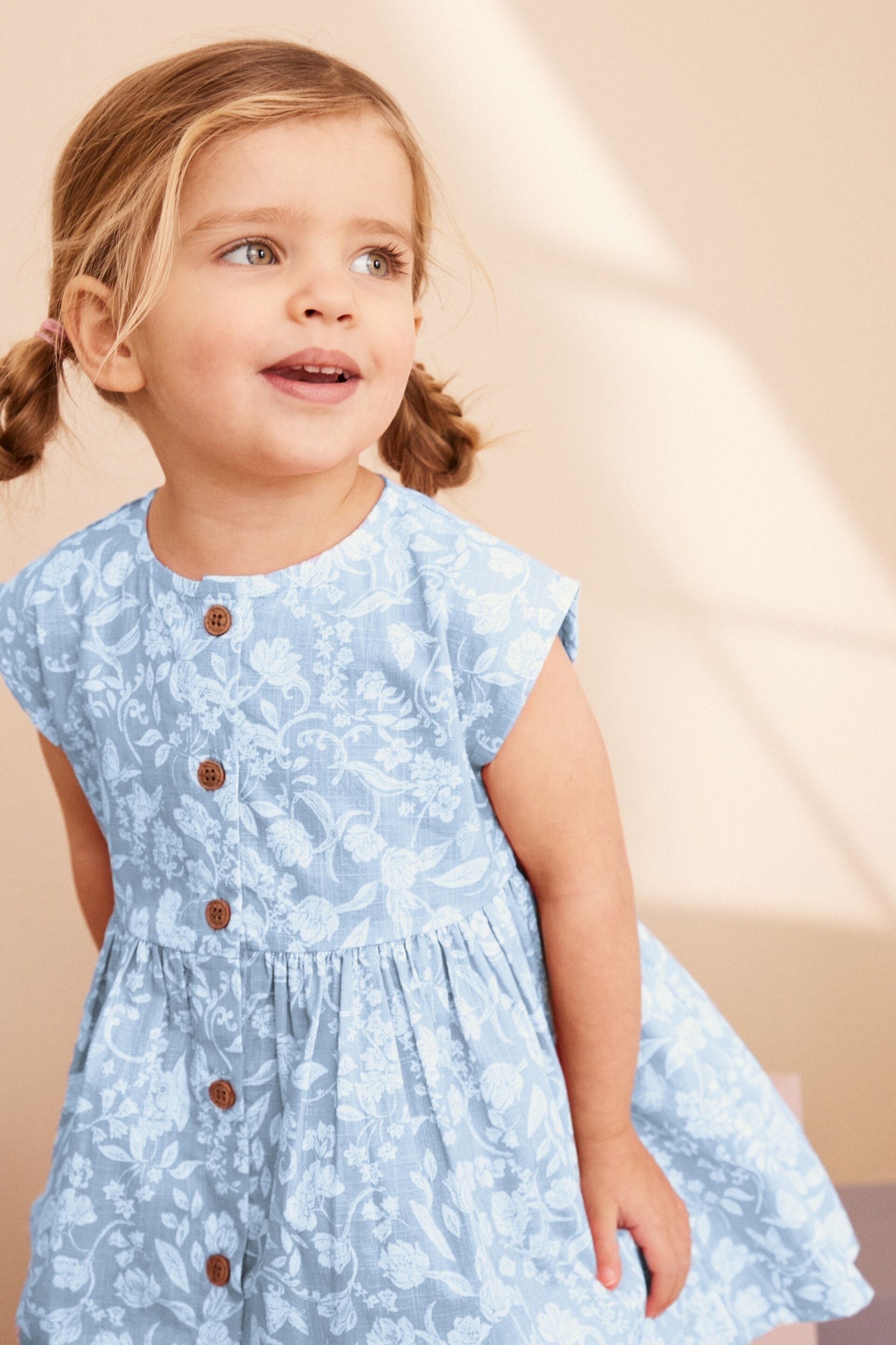 Blue Floral Button Through Summer Dress (3mths-8yrs) - Image 3 of 6