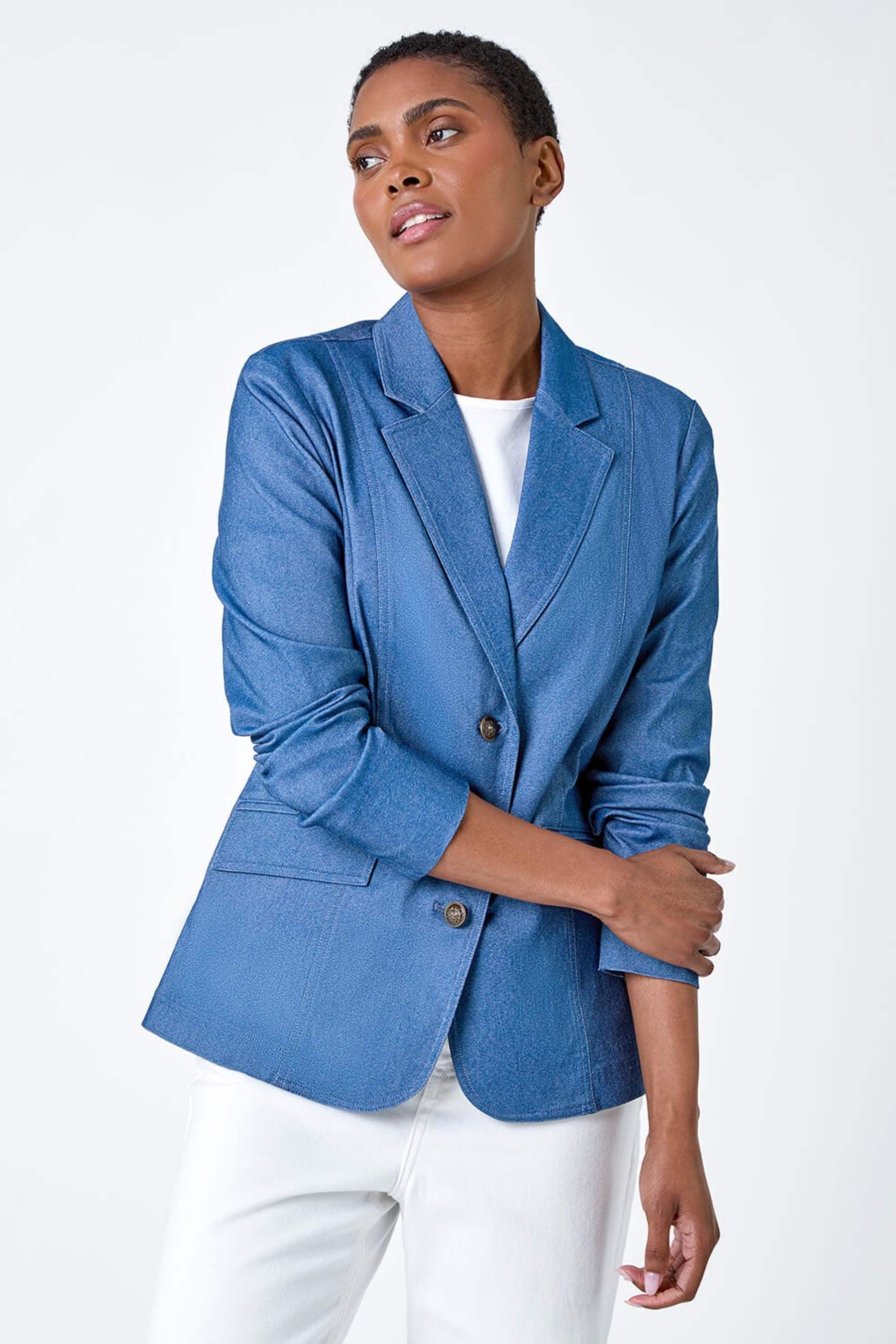 Buy Roman Blue Denim Stretch Blazer from the Next UK online shop