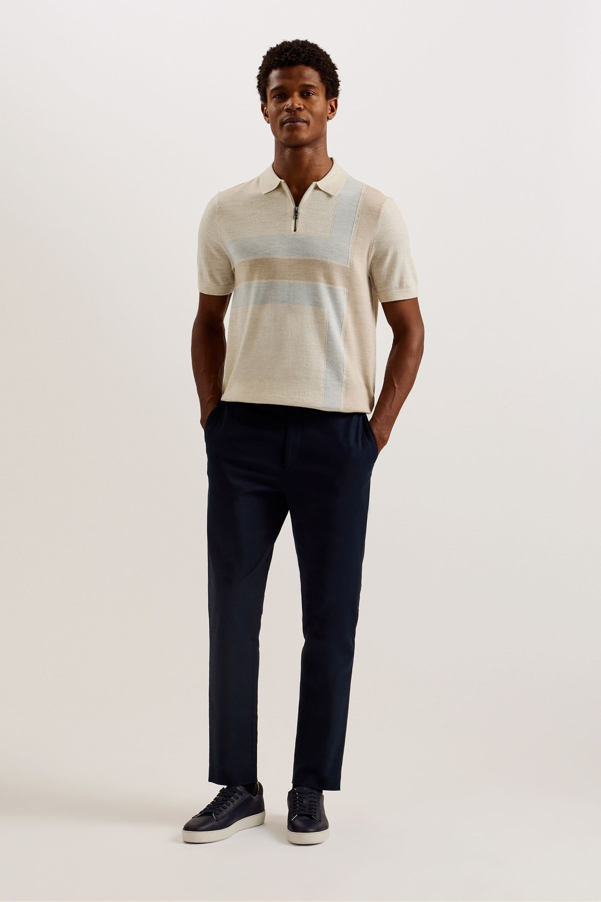 Ted Baker Natural T Colour Block Polo Shirt - Image 2 of 6