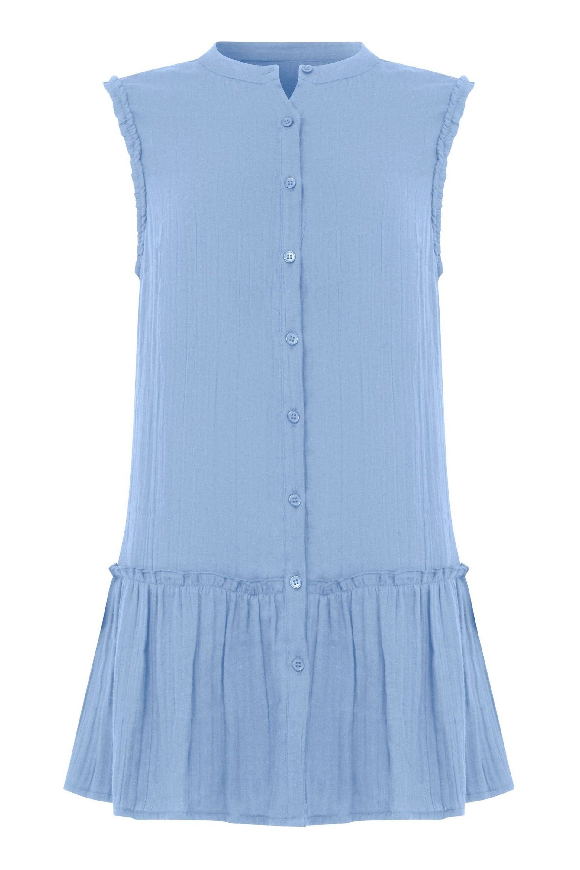 Joe Browns Blue Basic Sleeveless Frilly Cotton Tunic - Image 5 of 5