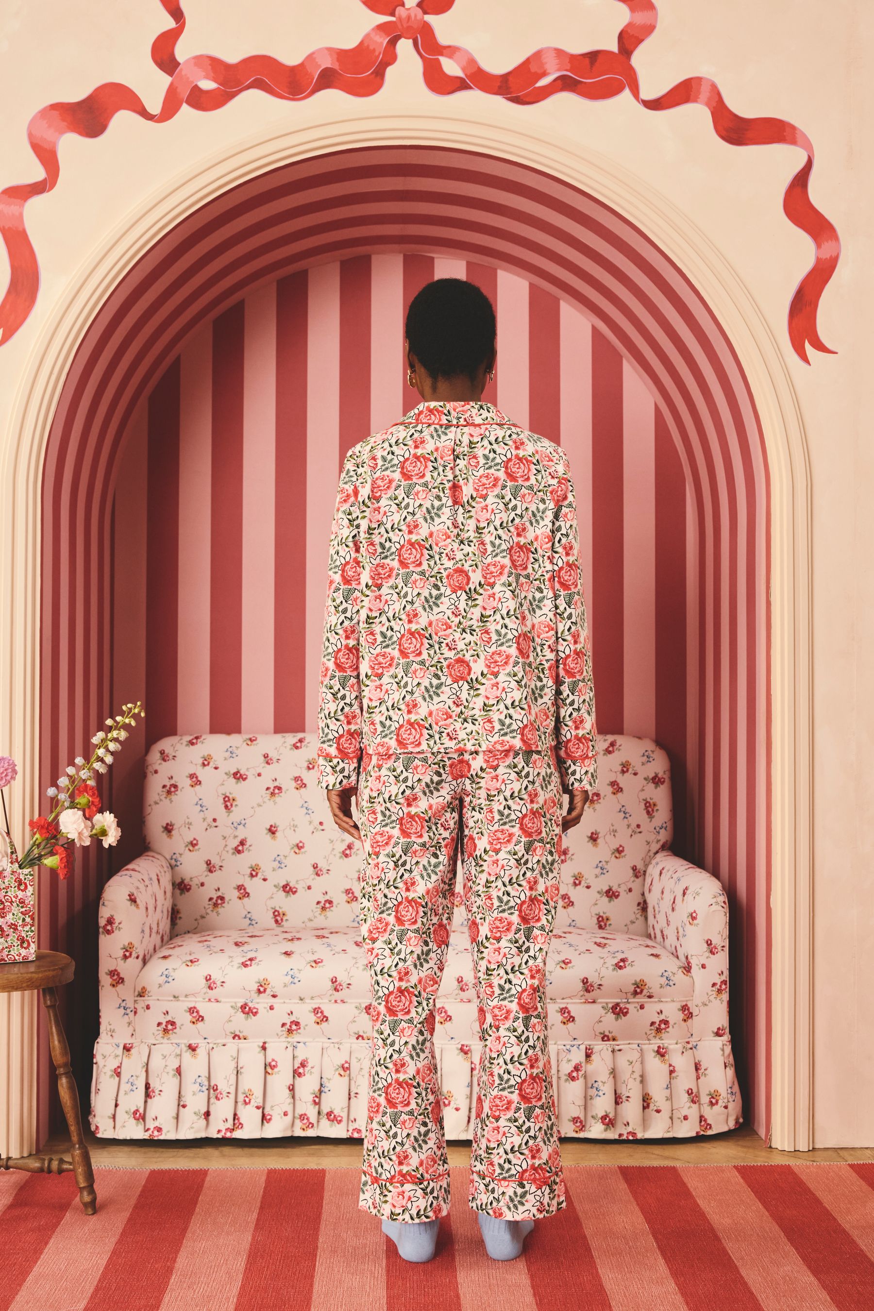 Cath Kidston Red Rose Button Through 100 Cotton Pyjamas 14 R Womens