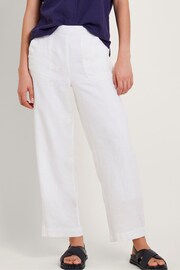 Monsoon White Parker Linen Crop Trousers - Image 2 of 5