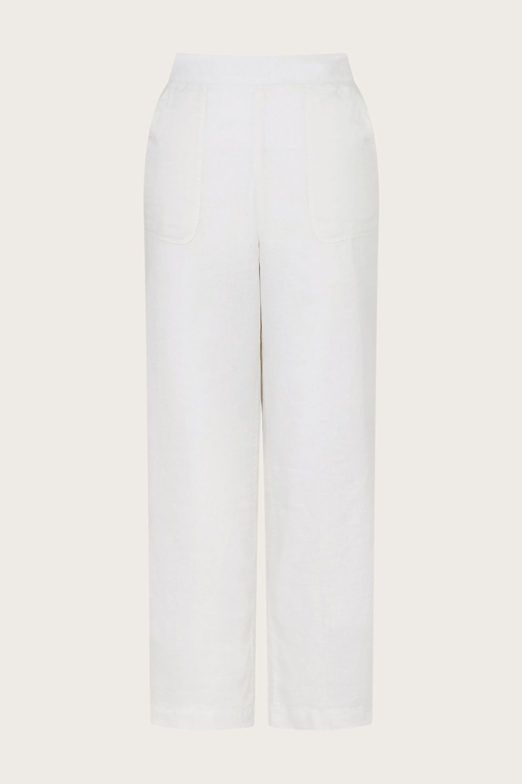 Buy Monsoon White Parker 100 Linen Crop Trousers from Next Luxembourg