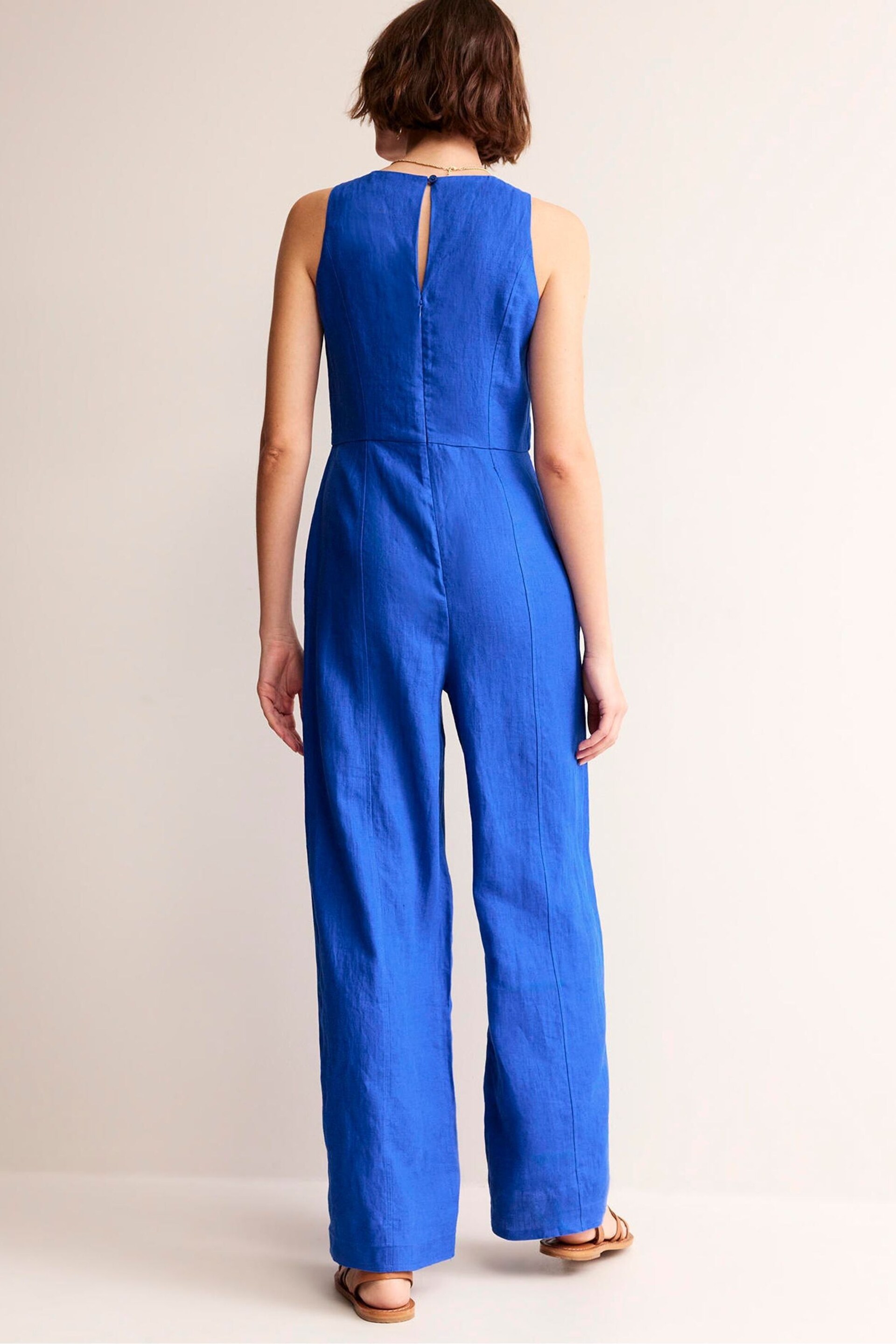 Boden Blue Carla Linen Jumpsuit - Image 3 of 5