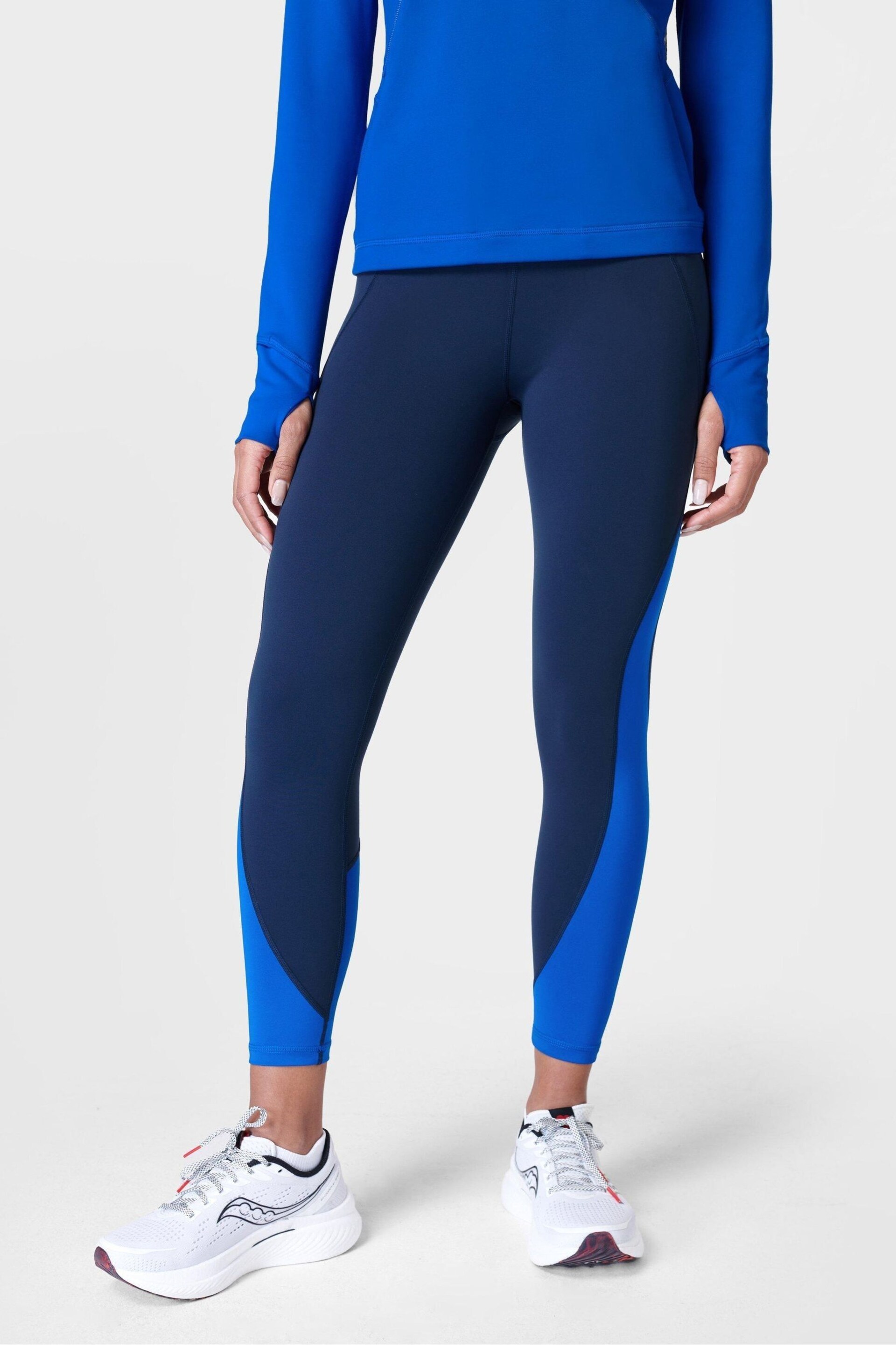 Sweaty Betty Lightning Navy Blue 7/8 Length Power Workout Colour Curve Leggings - Image 1 of 7