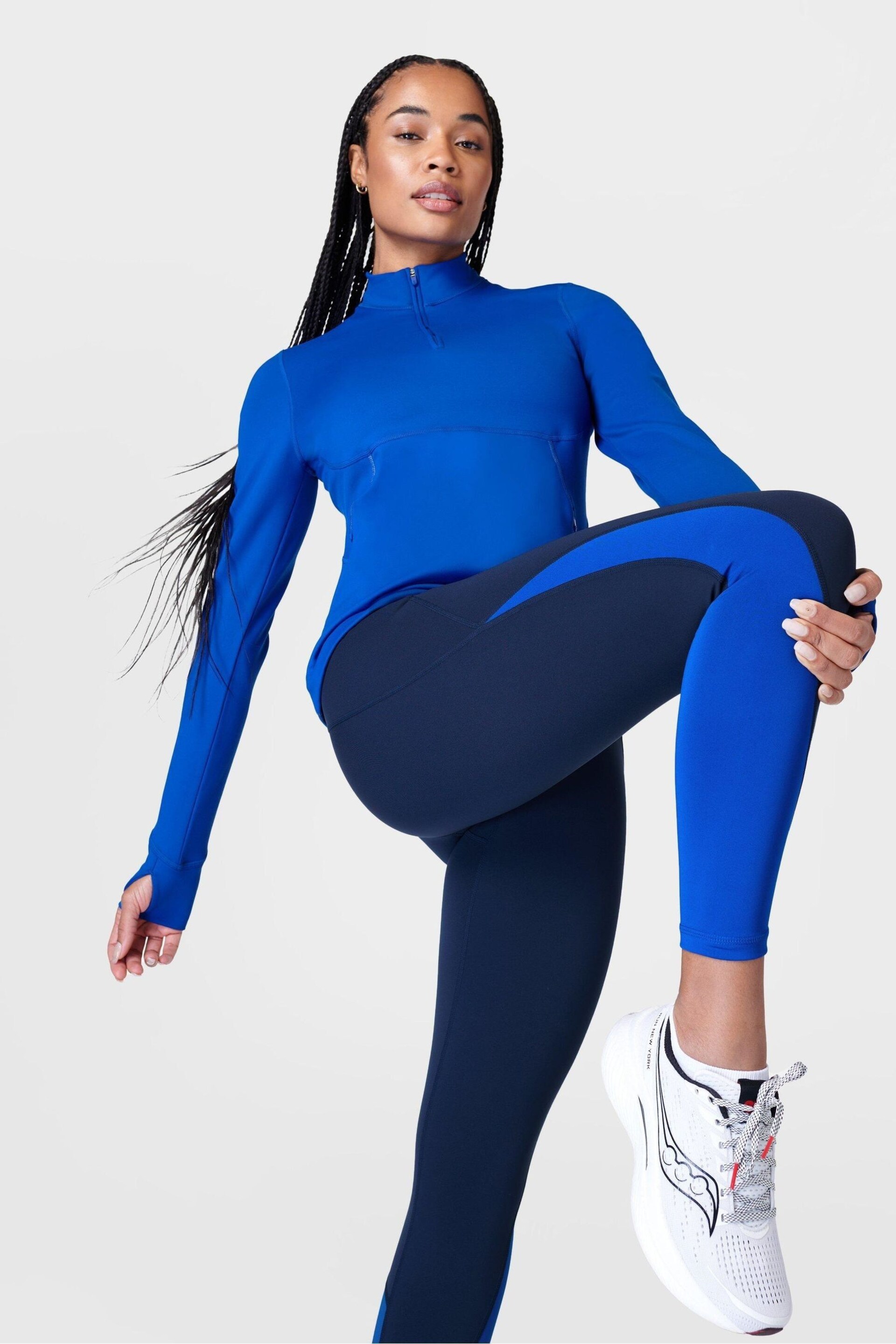 Sweaty Betty Lightning Navy Blue 7/8 Length Power Workout Colour Curve Leggings - Image 4 of 7