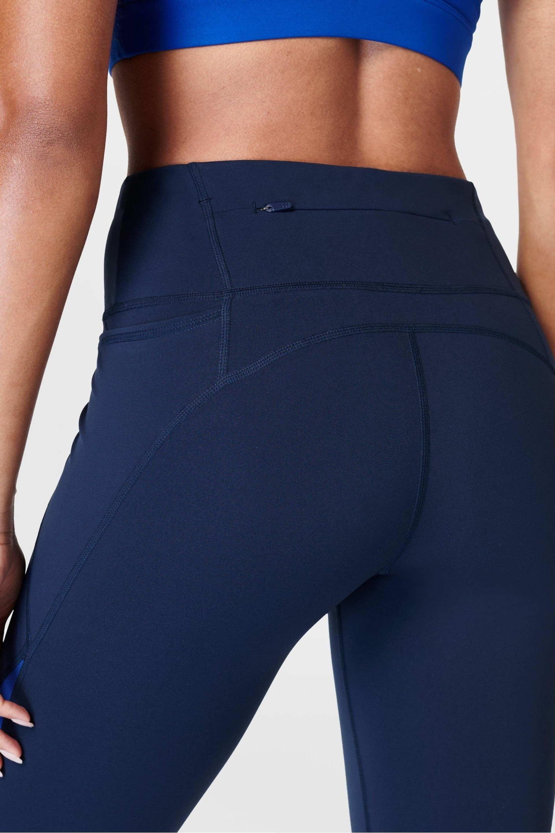 Sweaty Betty Lightning Navy Blue 7/8 Length Power Workout Colour Curve Leggings - Image 6 of 7
