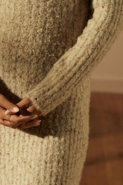 Neutral Polo Collar Henley Button Down Neppy Maxi Knitted Jumper Dress - Image 4 of 7