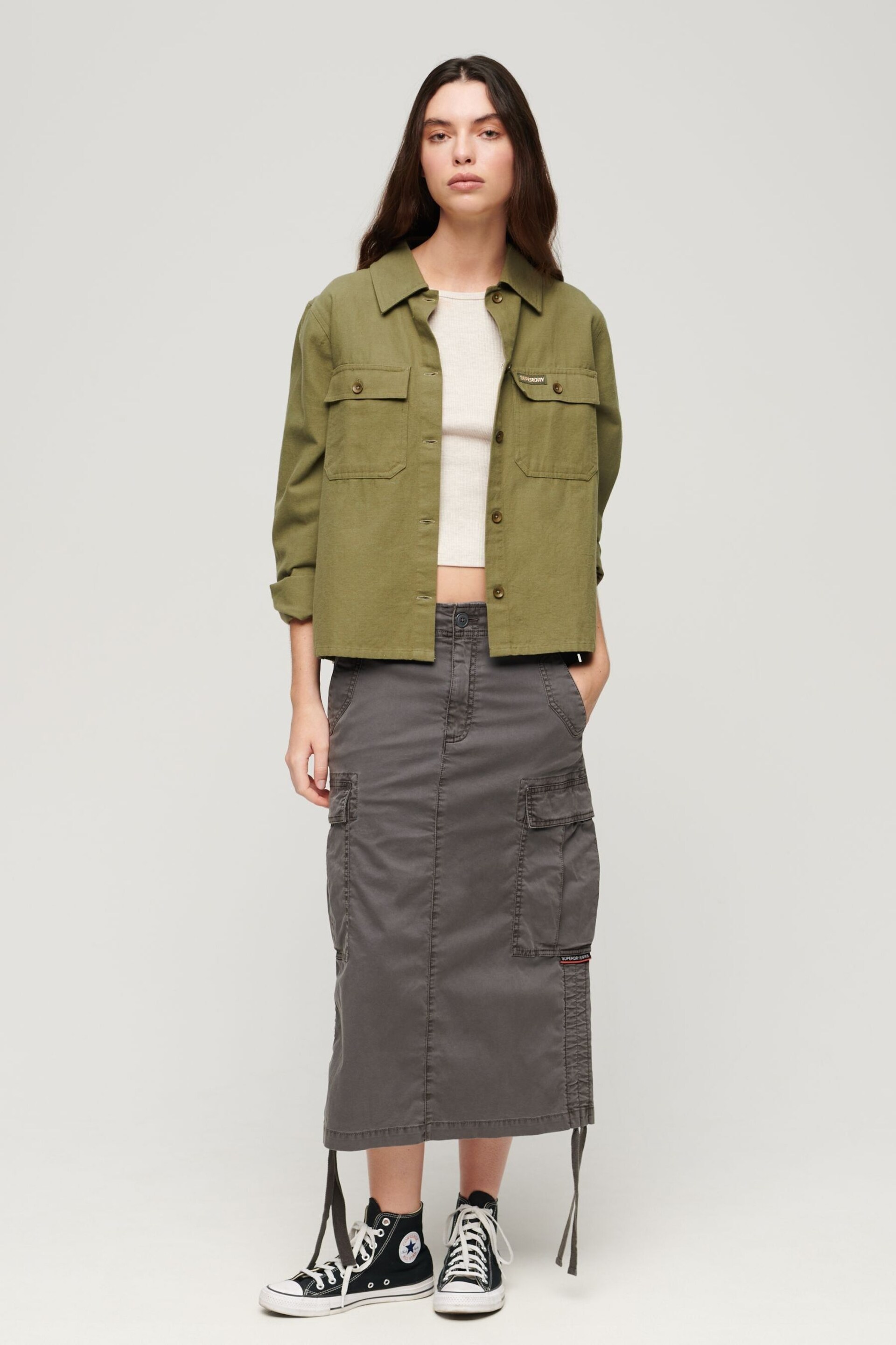 SUPERDRY Grey SUPERDRY Cargo Midi Skirt - Image 3 of 4