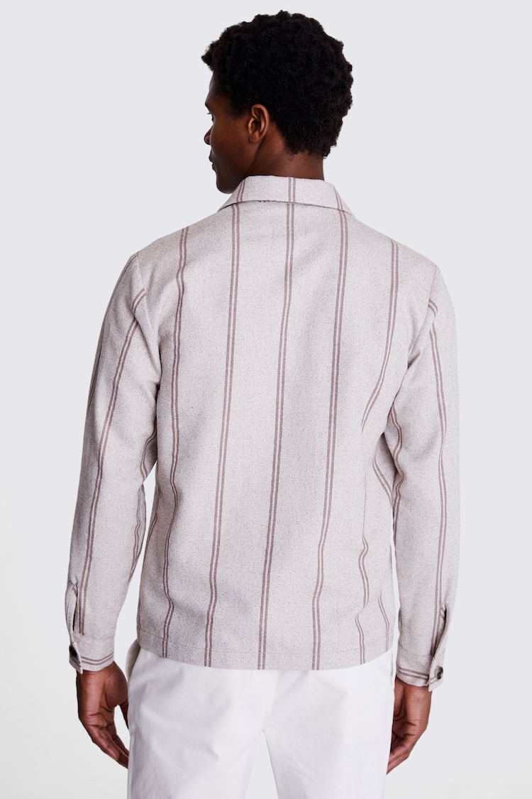 MOSS Natural Stripe Bouclé Overshirt With Linen - Image 2 of 4