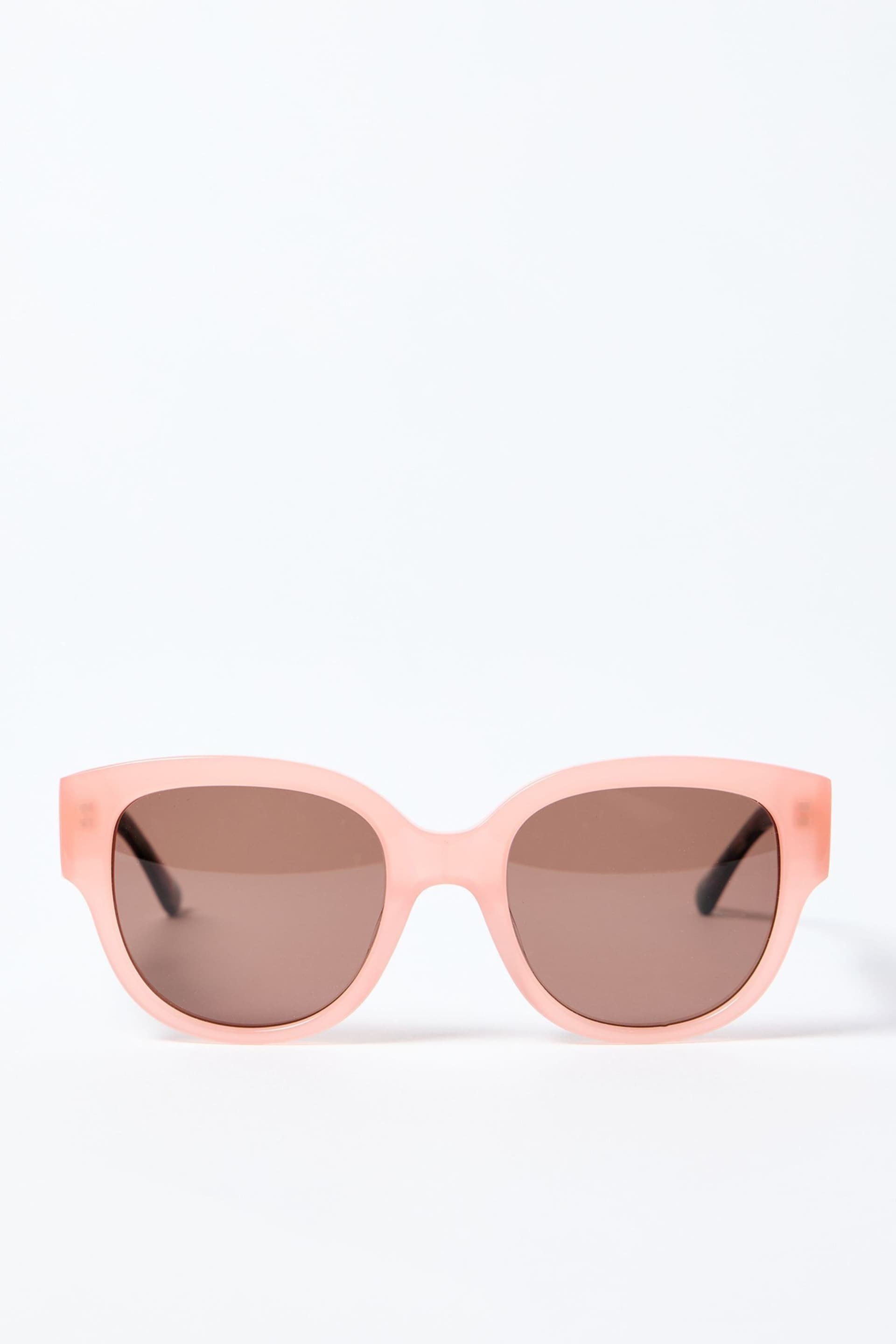 Oliver Bonas Pink Faux Fur Marbled Acetate Sunglasses - Image 3 of 6
