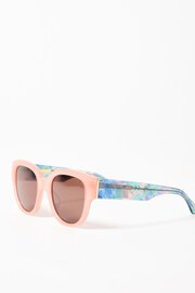 Oliver Bonas Pink Faux Fur Marbled Acetate Sunglasses - Image 4 of 6