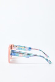 Oliver Bonas Pink Faux Fur Marbled Pink Acetate Sunglasses - Image 5 of 6