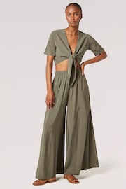 Apricot Green Side Split Palazzo Trousers - Image 3 of 5