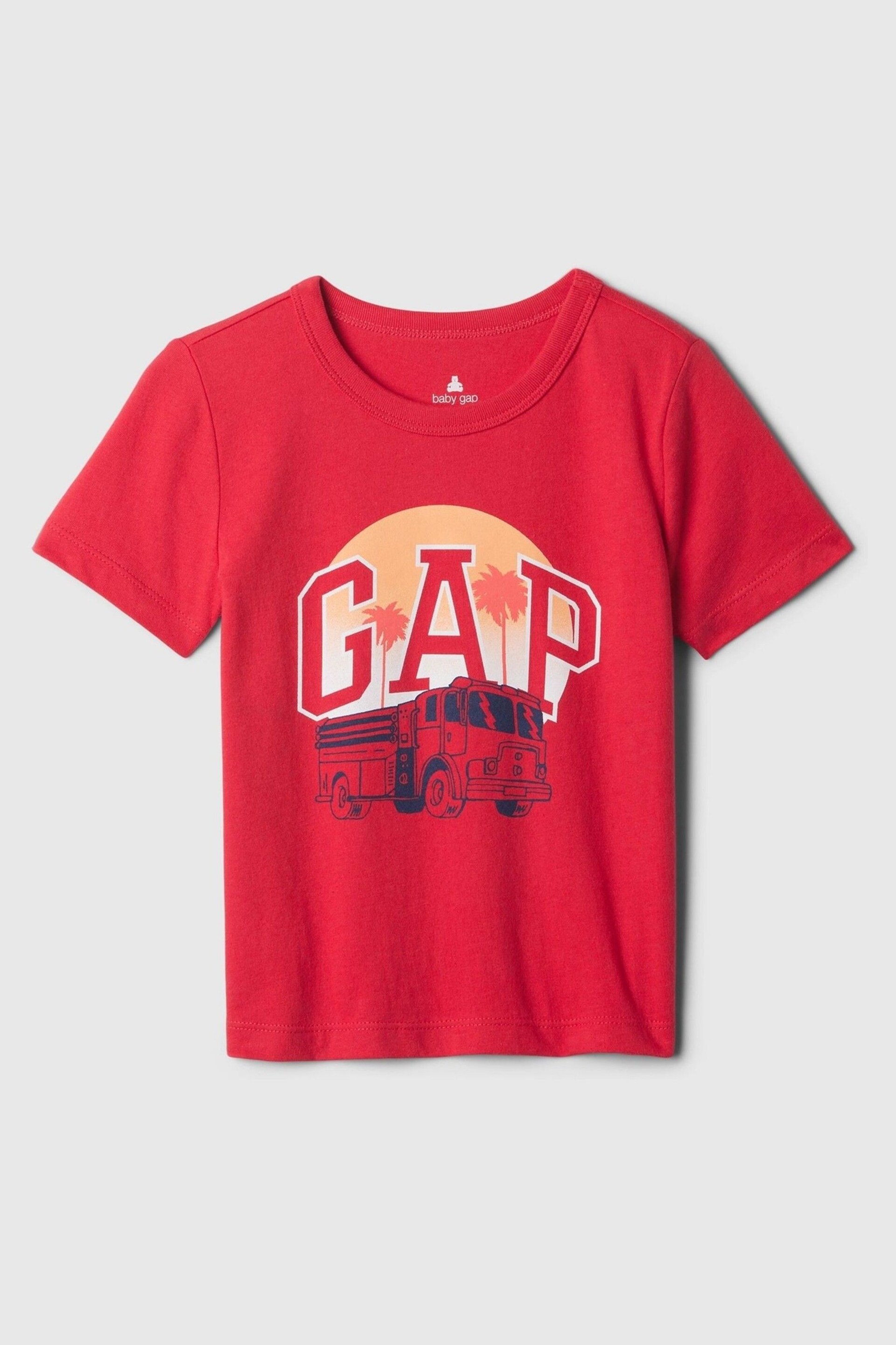 Gap Red Truck Graphic Logo Short Sleeve Crew Neck T-Shirt (Newborn-5yrs) - Image 1 of 2
