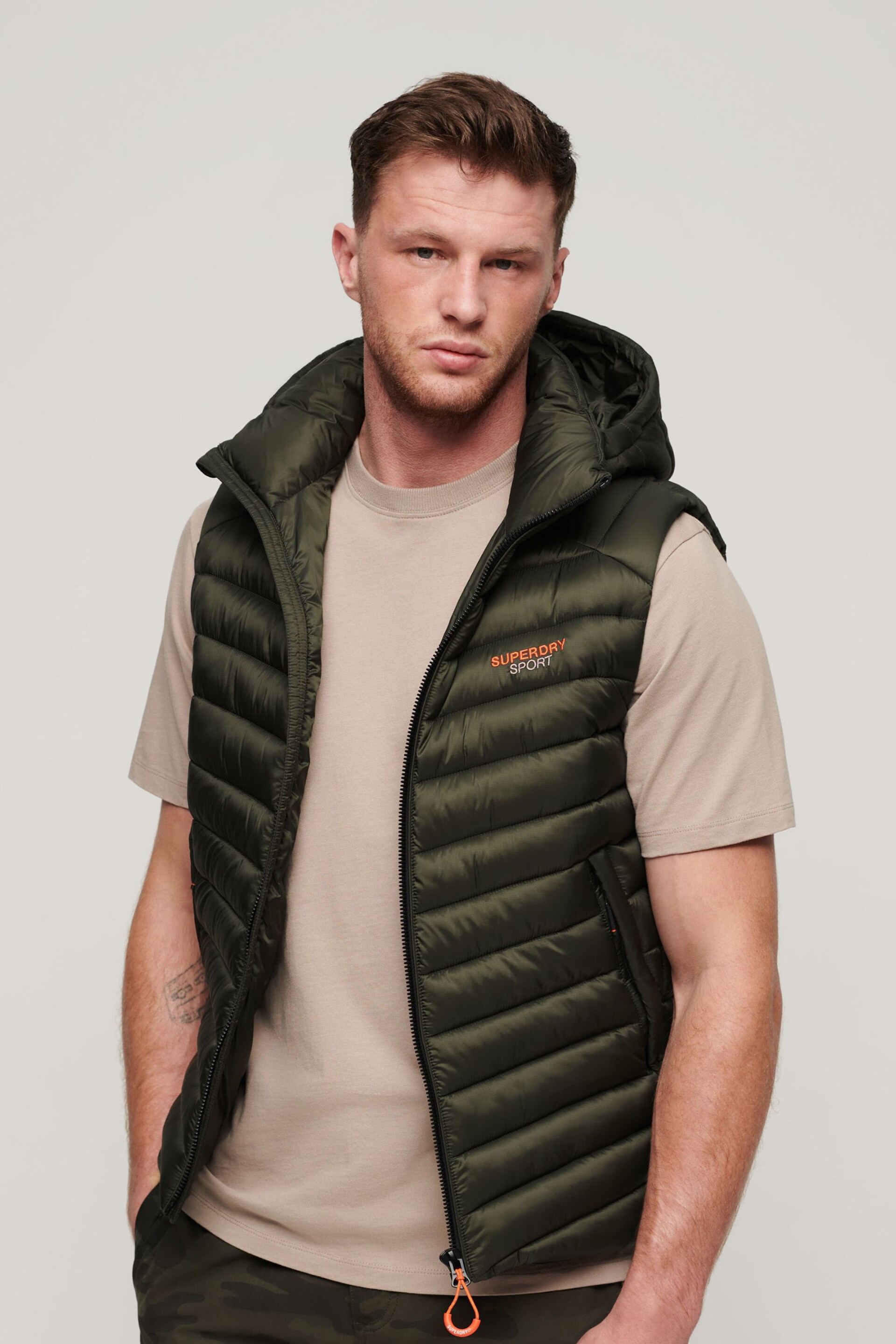 Superdry Green Hooded Fuji Padded Gilet - Image 1 of 3