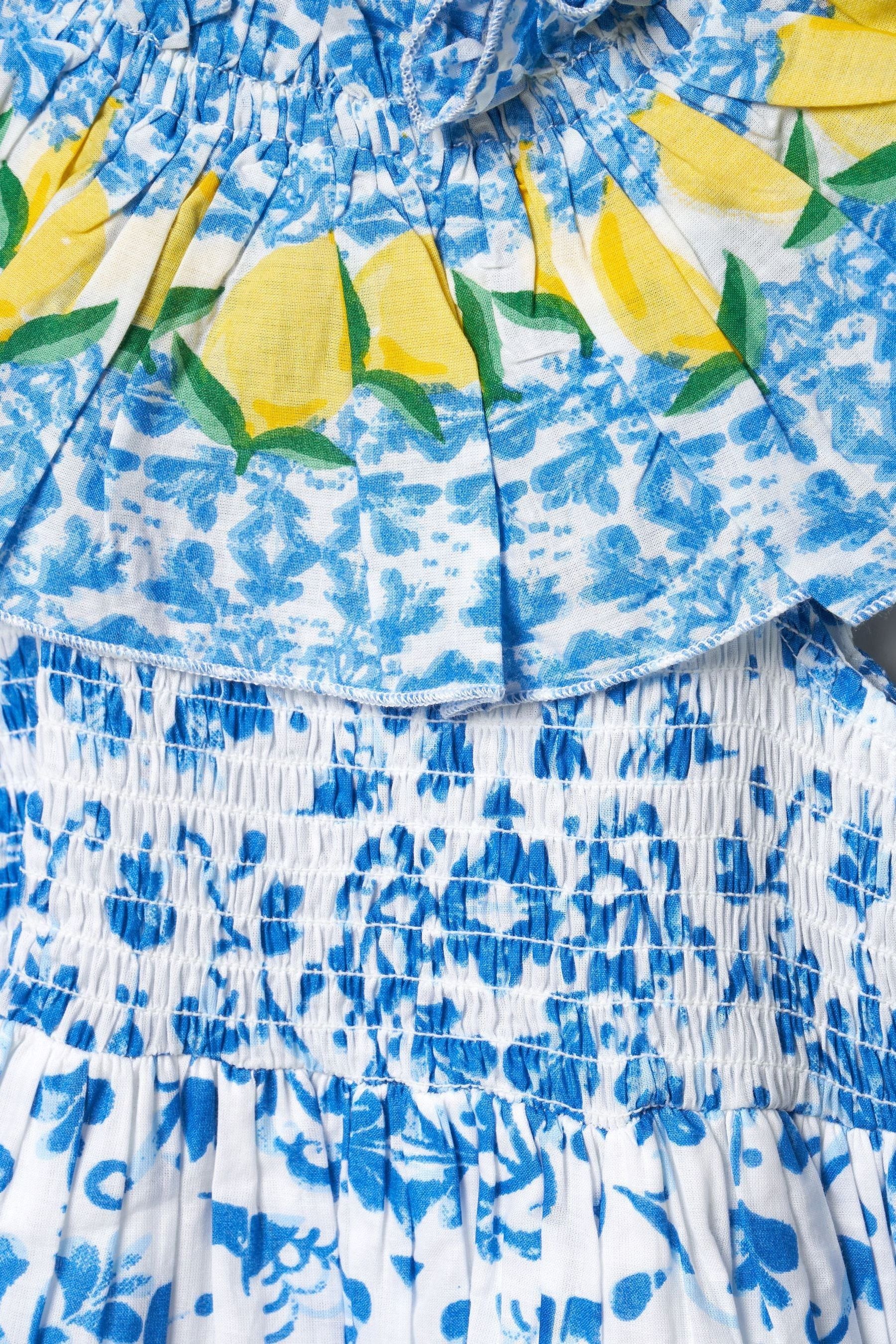 Blue lemon print dress cheap