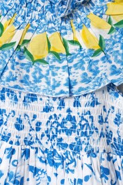 Miss Blue Tile Print Dress With Lemon Detail - Image 3 of 3