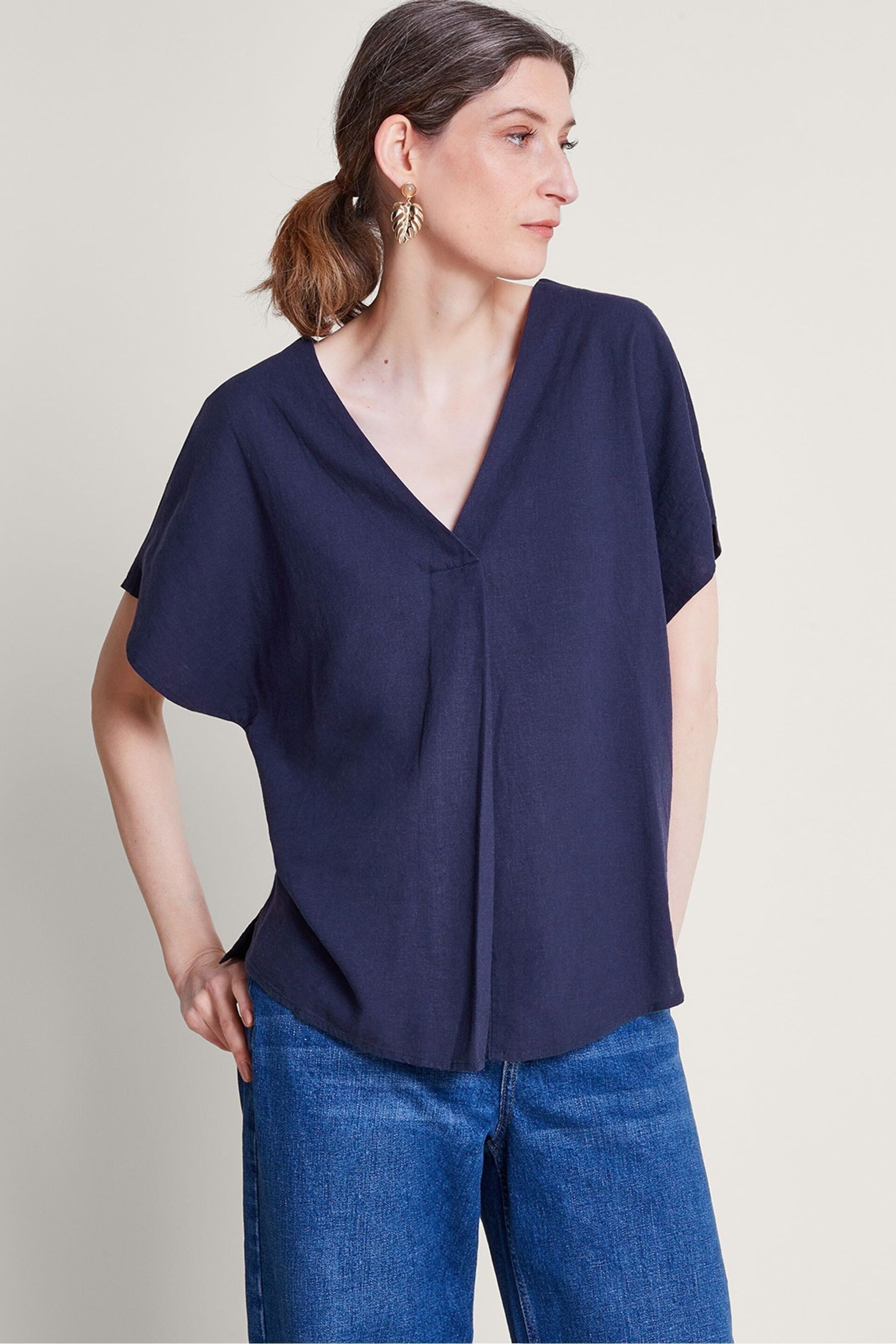 Monsoon Viola V-Neck Pintuck Blouses - Image 3 of 4