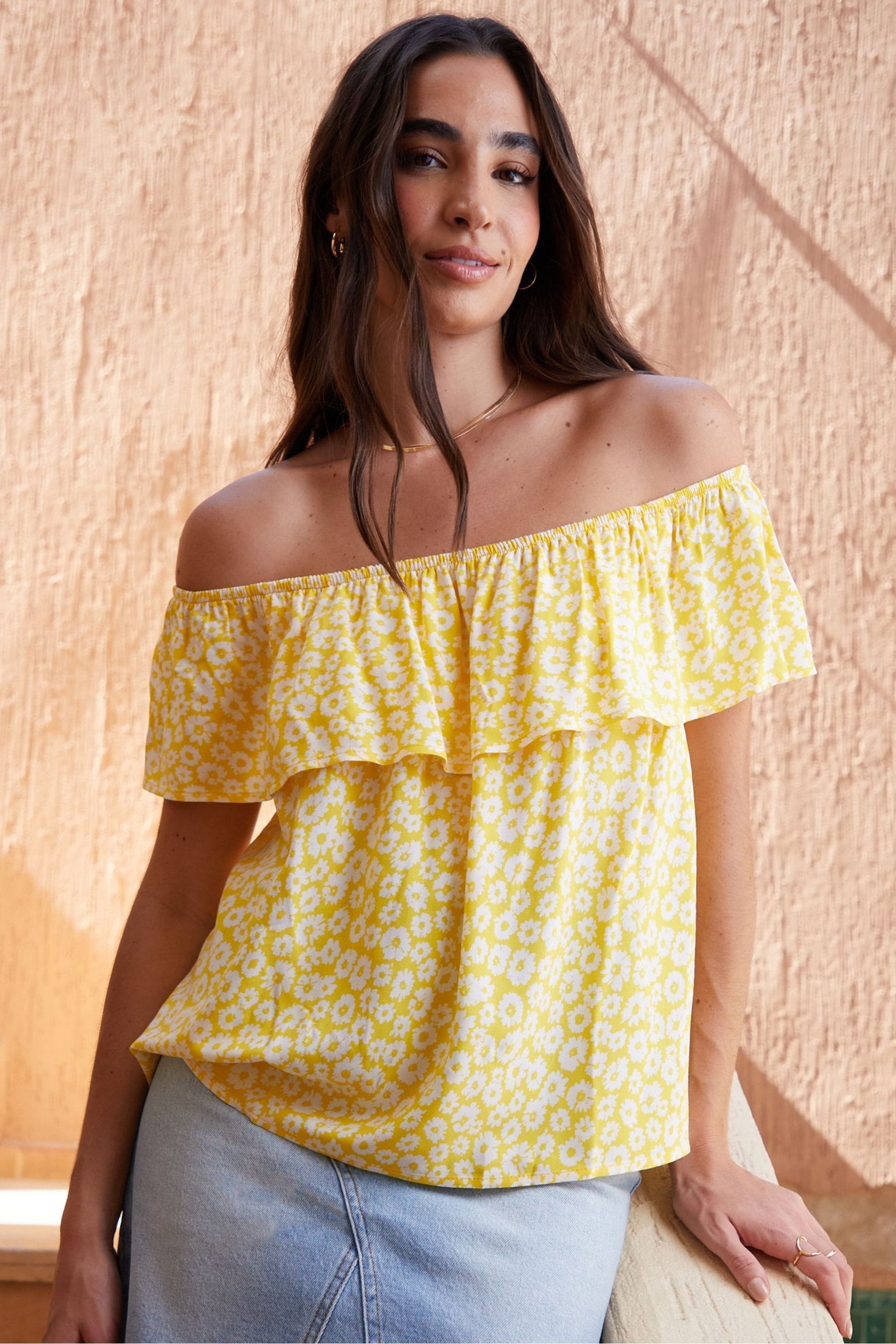 Yellow bardot top online