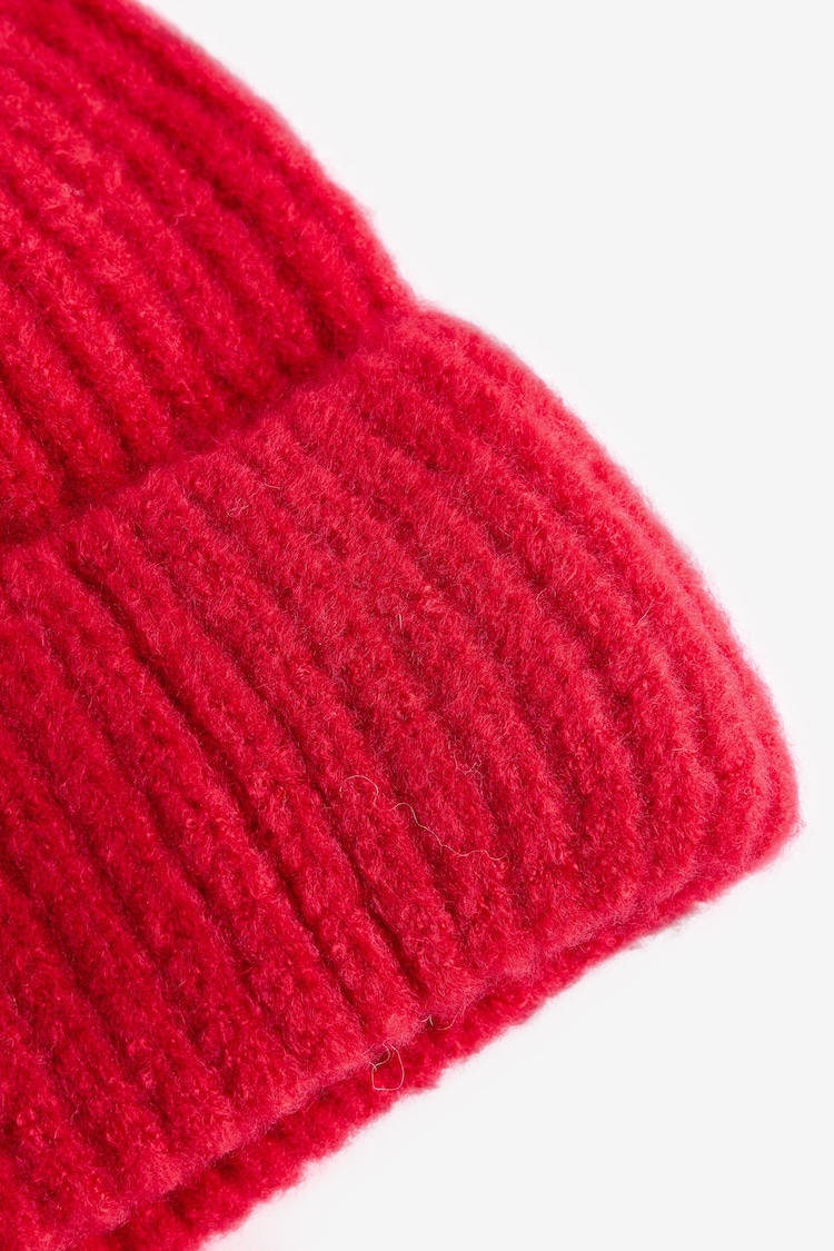 Red Chunky Rib Beanie Hat (1-16yrs) - Image 3 of 3