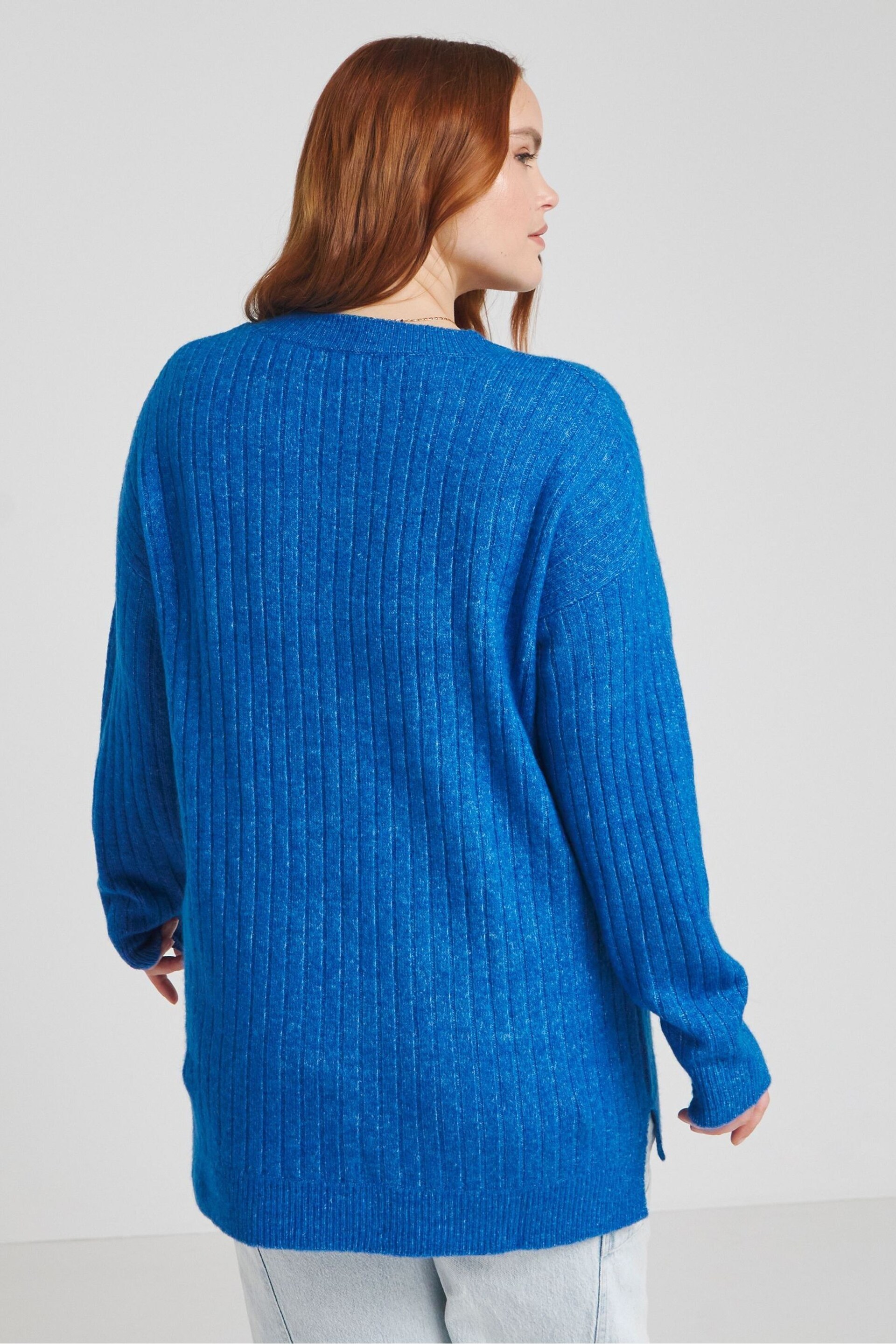 Simply Be Cobalt Blue Sponge Slouchy V Tunic - Image 2 of 4