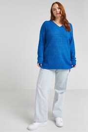 Simply Be Cobalt Blue Sponge Slouchy V Tunic - Image 3 of 4