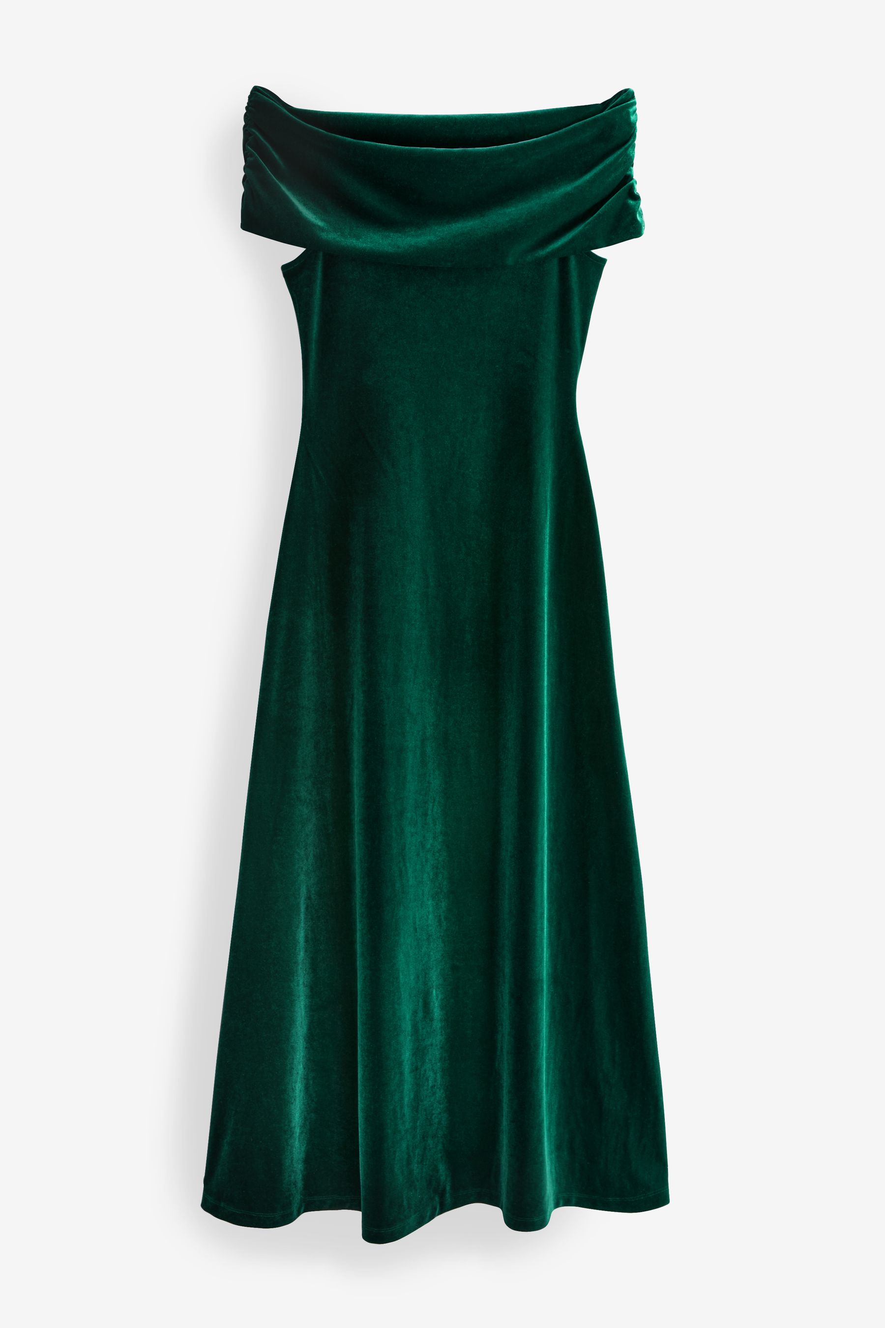 Emerald green velvet off the shoulder dress online