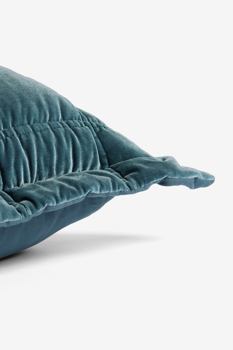 Blue Lustre Velvet Cushion - Image 5 of 5