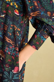 Joules Rosette Black Printed Dress with Pie Crust Neck - Image 6 of 9