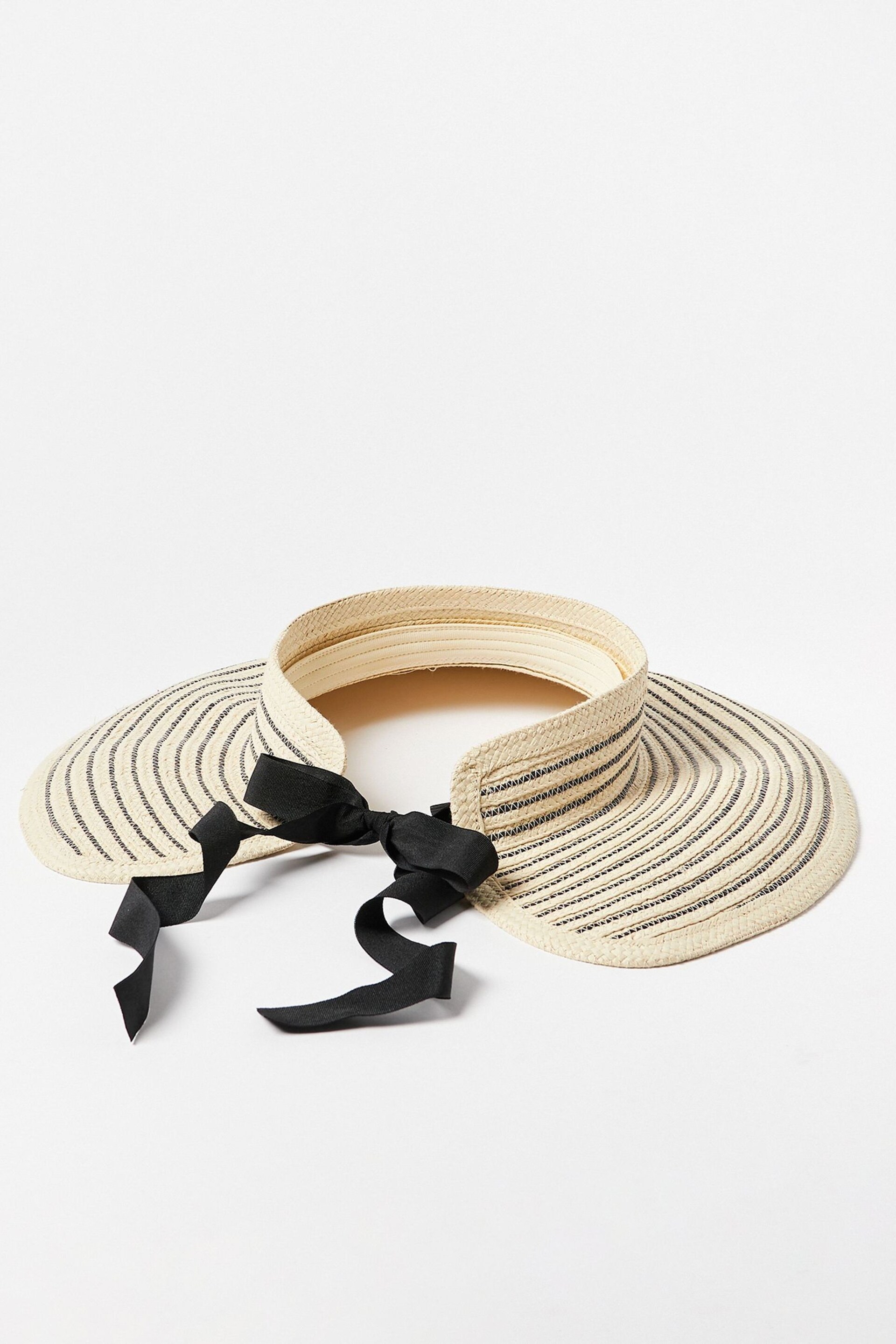 Oliver Bonas Striped Foldable Visor White Hat - Image 3 of 7