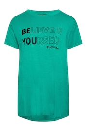 Yours Curve Green Believe In Yourself Active Top - Image 5 of 5