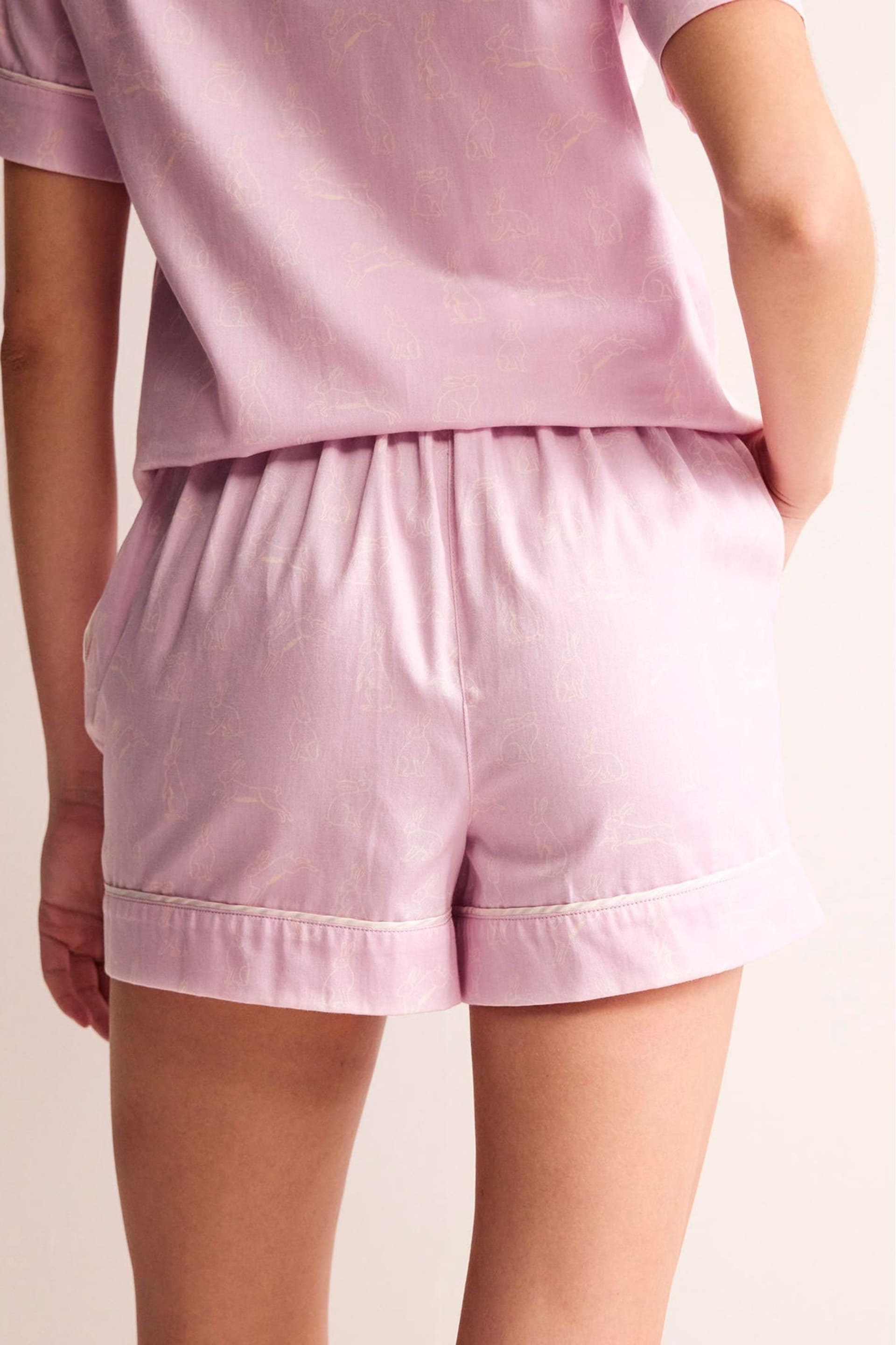 Boden Pink Cotton Sateen Pyjama Shorts - Image 3 of 5