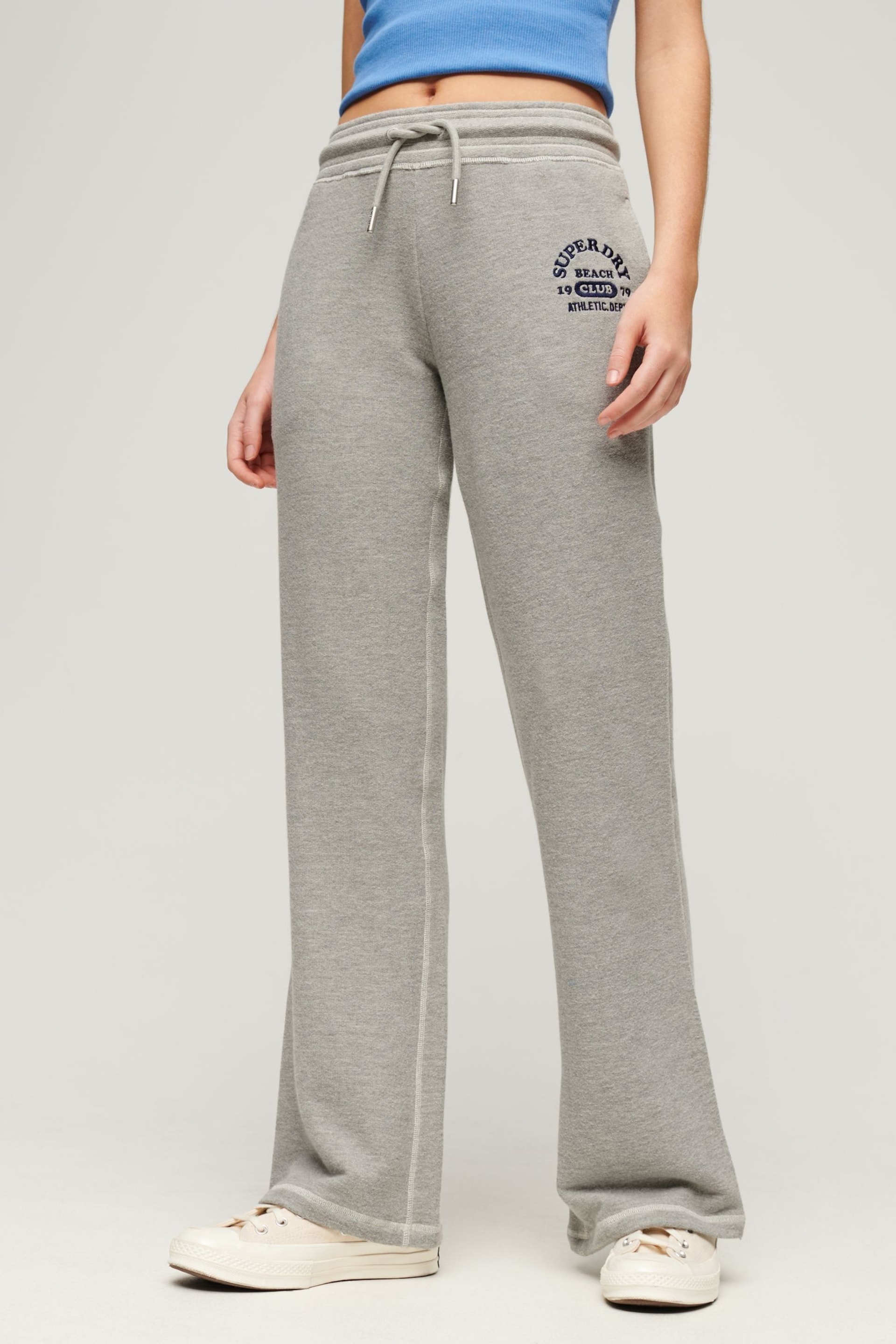 Superdry Grey Athletic Essentials Low Rise Flare Joggers - Image 1 of 4