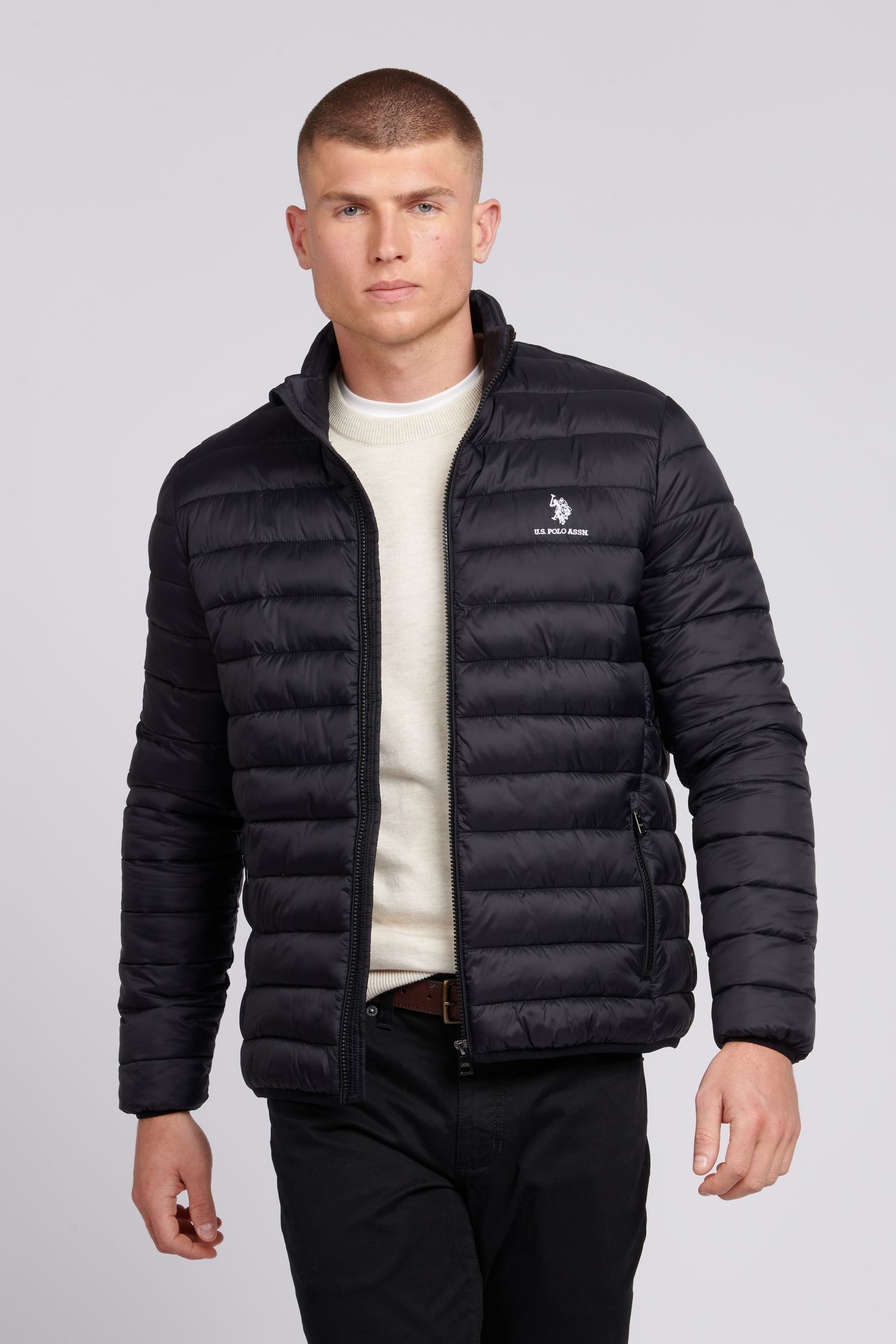 Black lightweight quilted jacket sale
