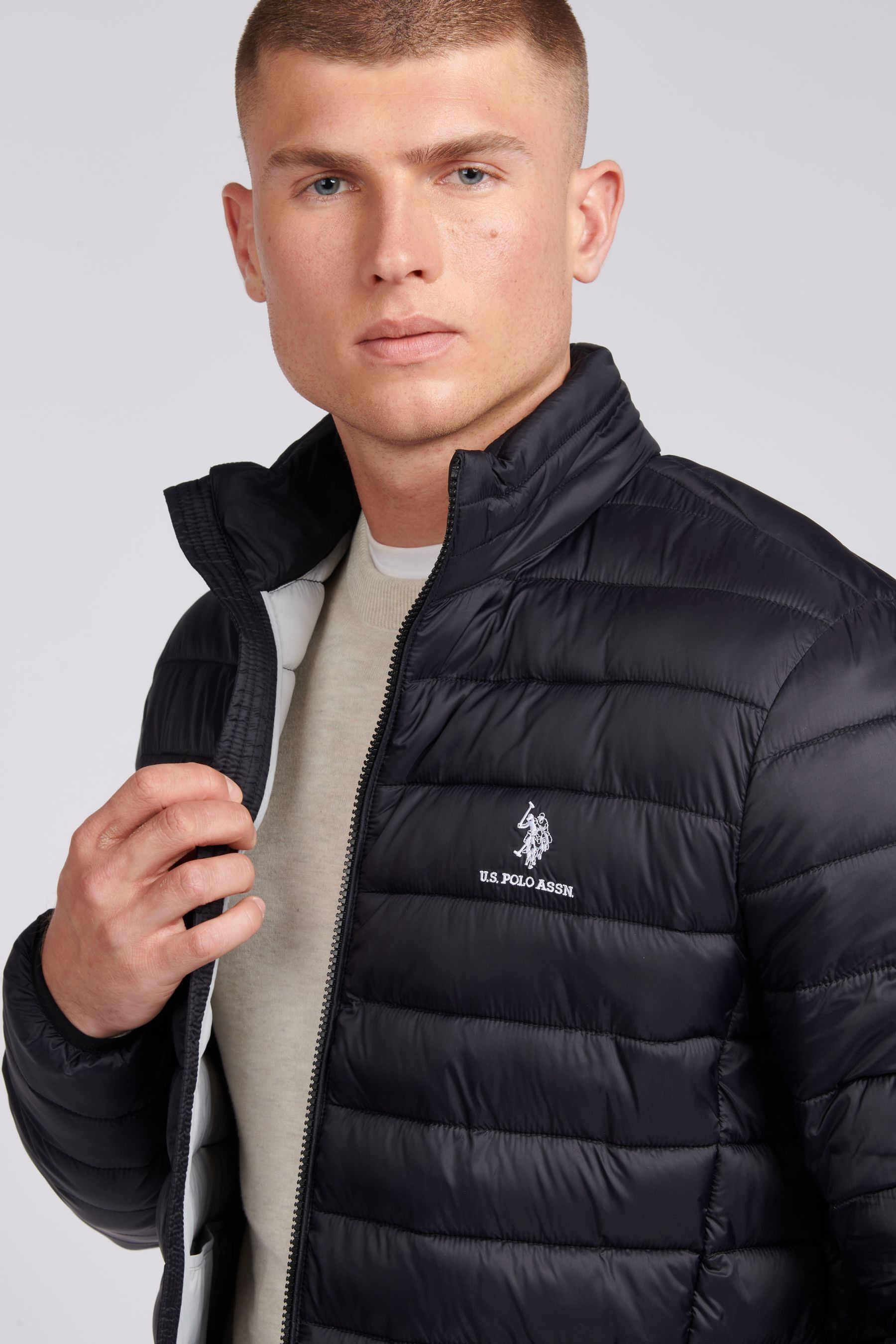 Buy U.S. Polo Assn. Black Lightweight Mens Bound Quilted Jacket from Next Luxembourg