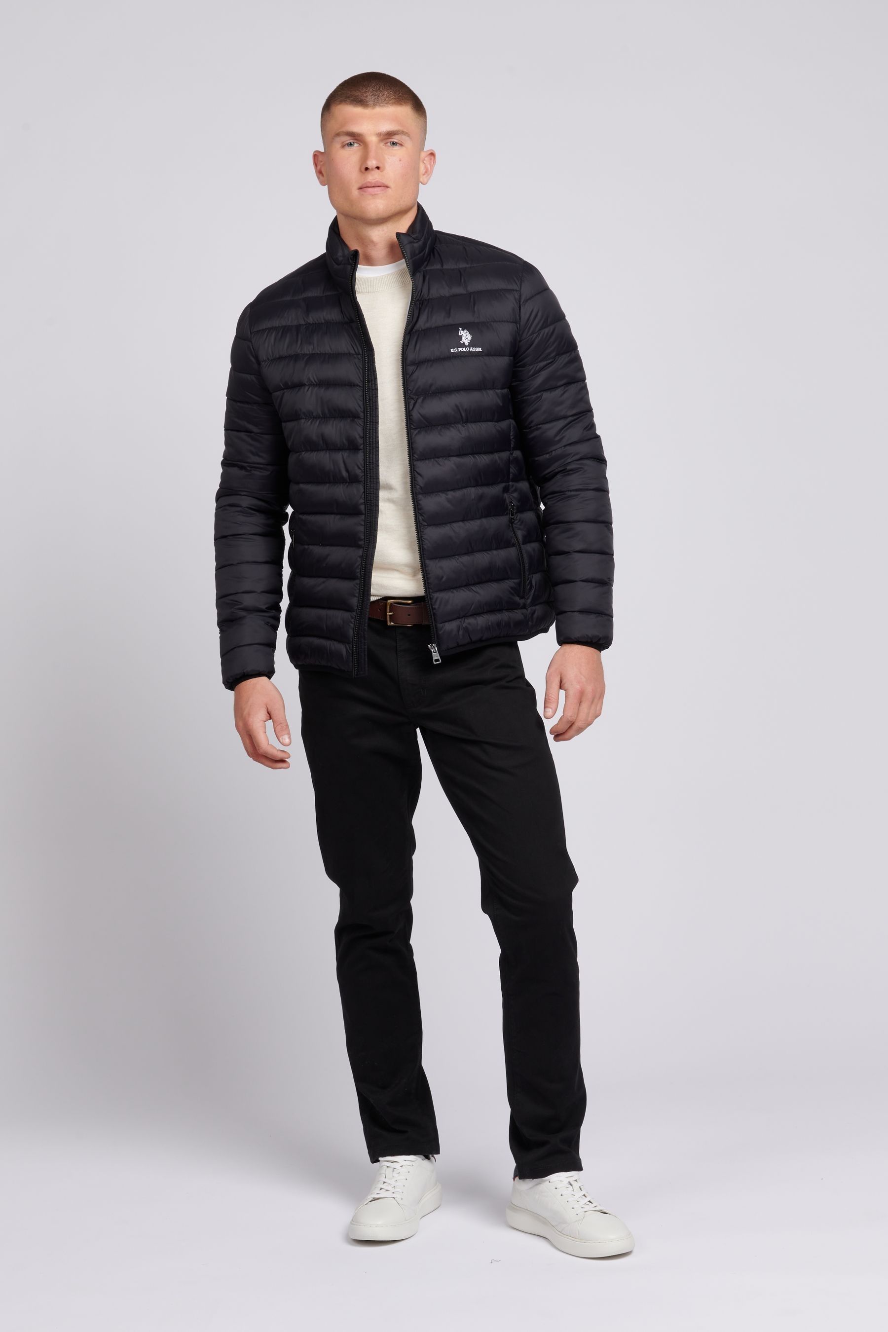 Buy U.S. Polo Assn. Black Lightweight Mens Bound Quilted Jacket from Next Luxembourg