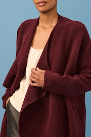 Red Berry Soft Touch Waterfall Longline Knitted Cardigan Coatigan - Image 4 of 7