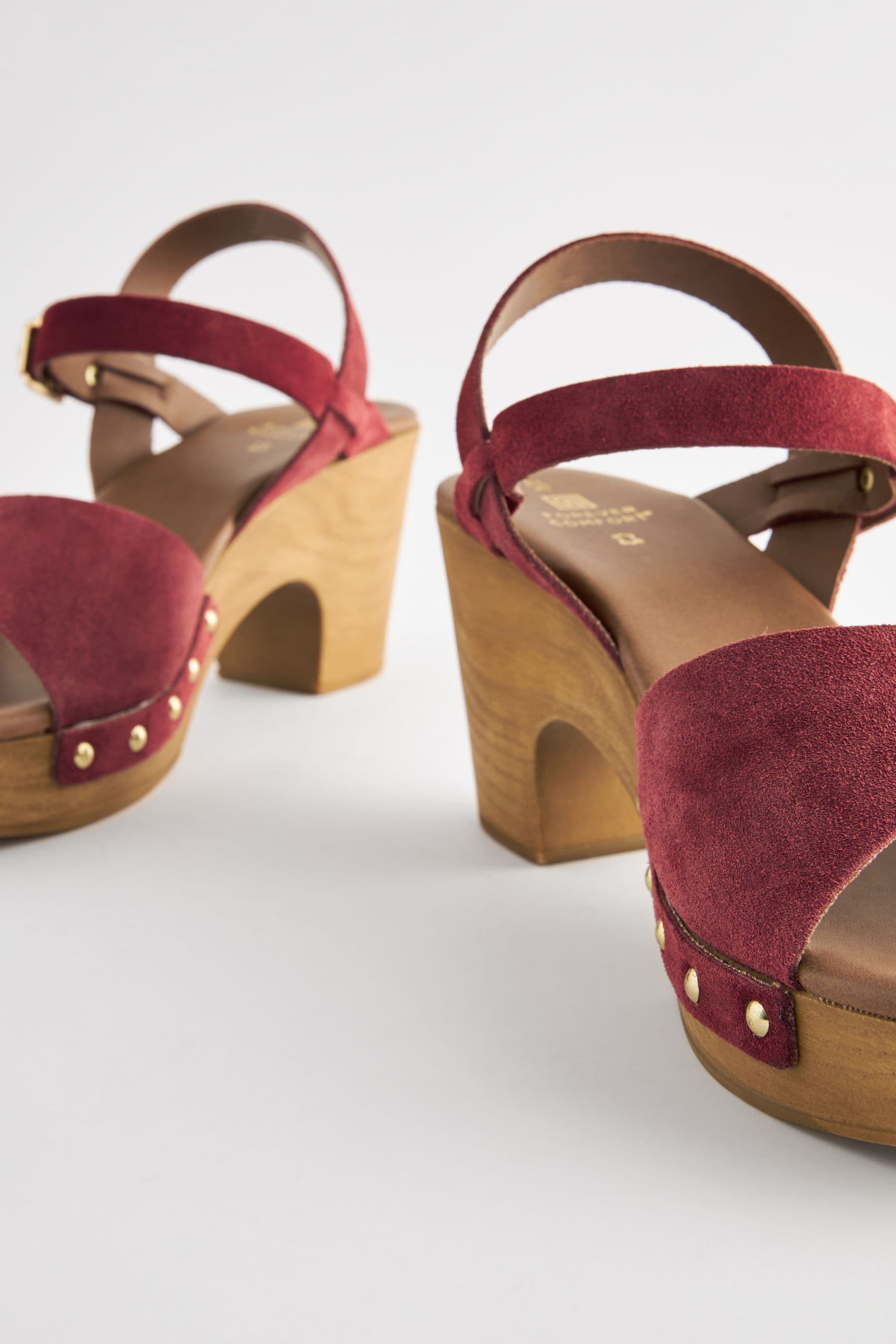 Red Clog Heeled Sandals
