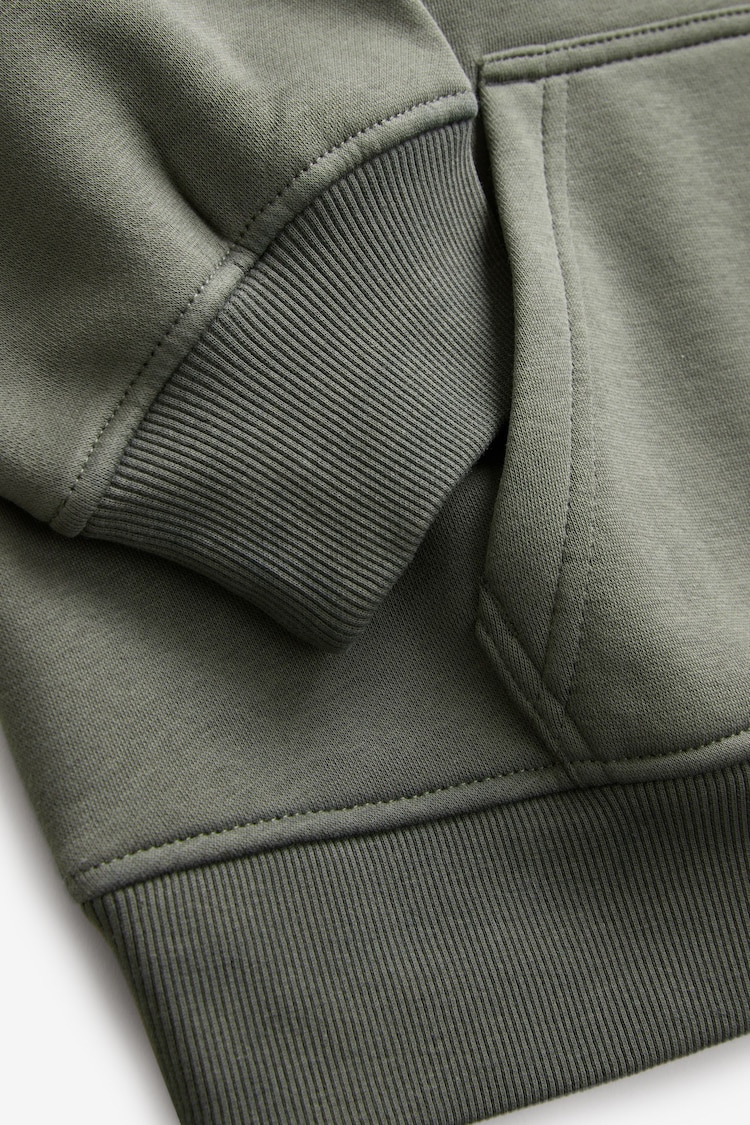 Forest Green Graphic Mod Zip Neck Sweat Top - Image 7 of 7