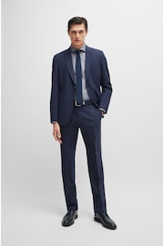 BOSS Blue Slim-Fit Shirt In Easy-Iron Structured Stretch Cotton - Image 4 of 6