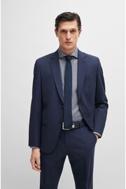 BOSS Blue Slim-Fit Shirt In Easy-Iron Structured Stretch Cotton - Image 5 of 6