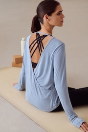 Pale Blue Active Open Back Soft Touch Top - Image 1 of 11