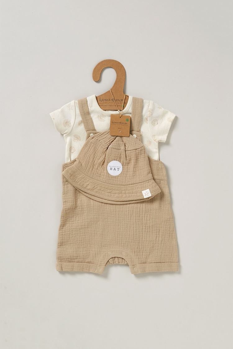 Homegrown Natural Print Dungaree Outfit Set - Image 2 of 5