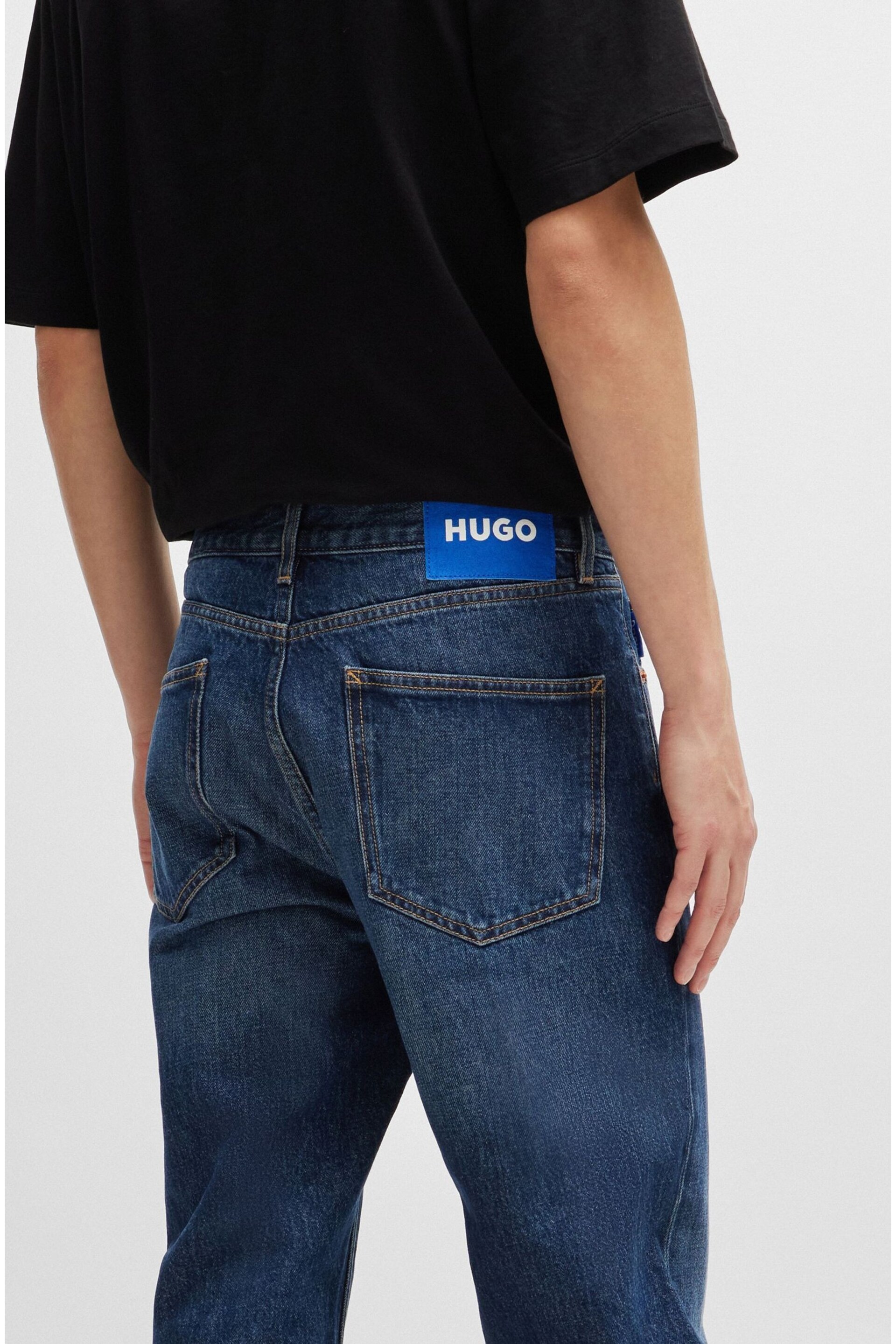 HUGO Blue Regular Fit Stonewash Denim Jeans - Image 4 of 5