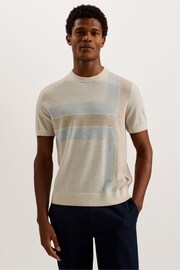 Ted Baker Natural Tiltz Regular Colour Block T-Shirt - Image 1 of 6