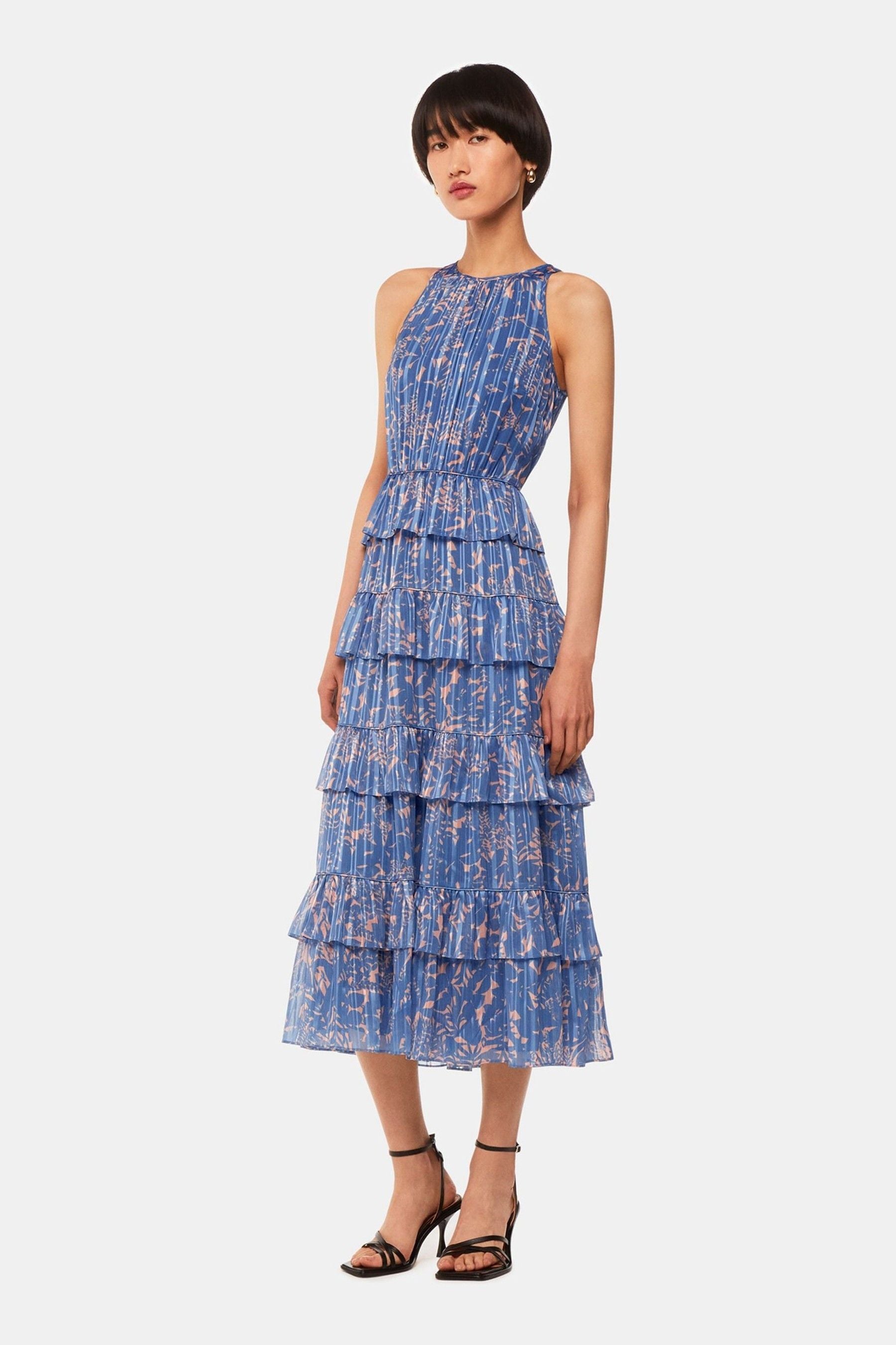 Whistles Purple Tropical Leaves Paloma Dress